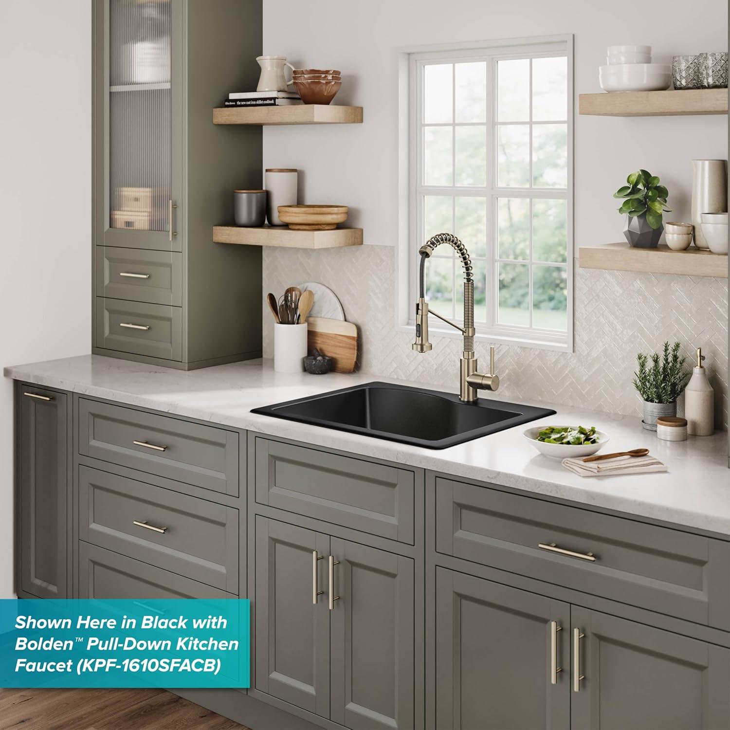 KRAUS Quarza™ 25" L Dual Mount Single Bowl Granite Kitchen Sink