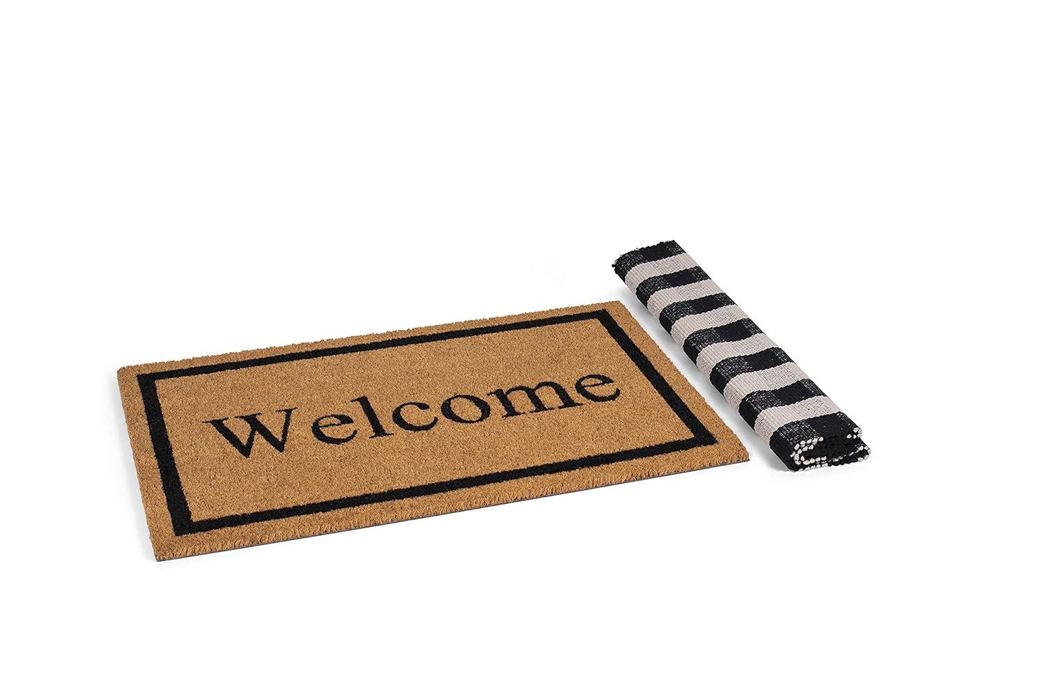 BirdRock Home Layered Welcome Mat with Vinyl Backing for Door Entryway 24 x 36