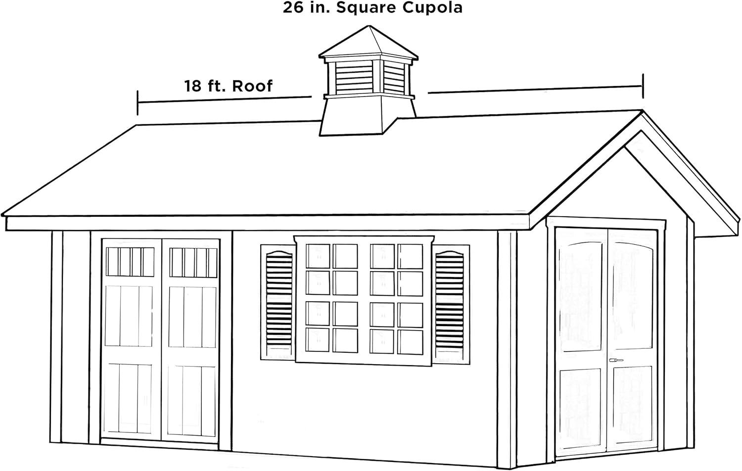 26 in. x 26 in. x 59 in. Coventry Vinyl Cupola with Copper Horse Weathervane