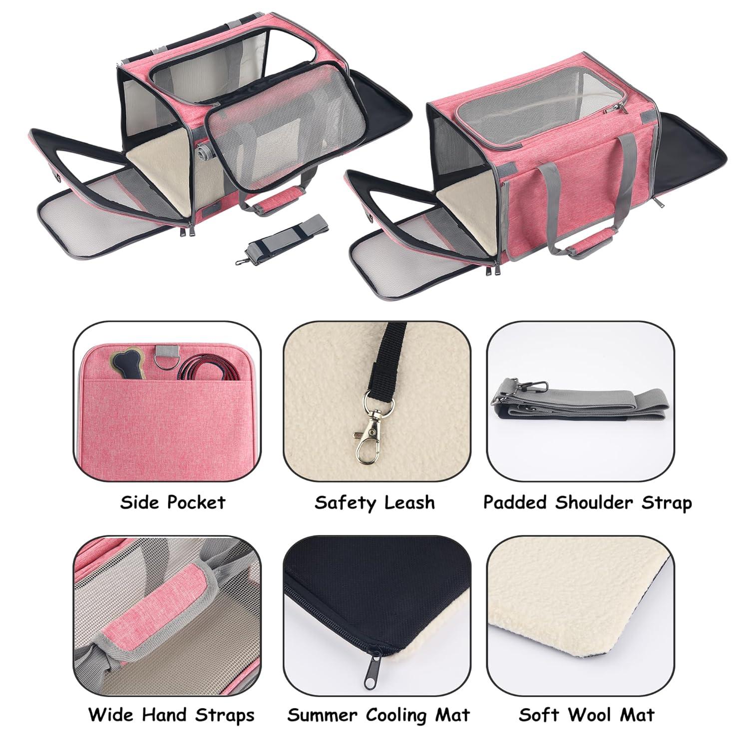 Dog Soft-Sided Carriers Cat Soft-Sided Carriers Dog Carriers Cat Travel Carrier Dog Travel Bag Reptile Carrier Squirrel Carrier Guinea Pig carrierLarge Pink