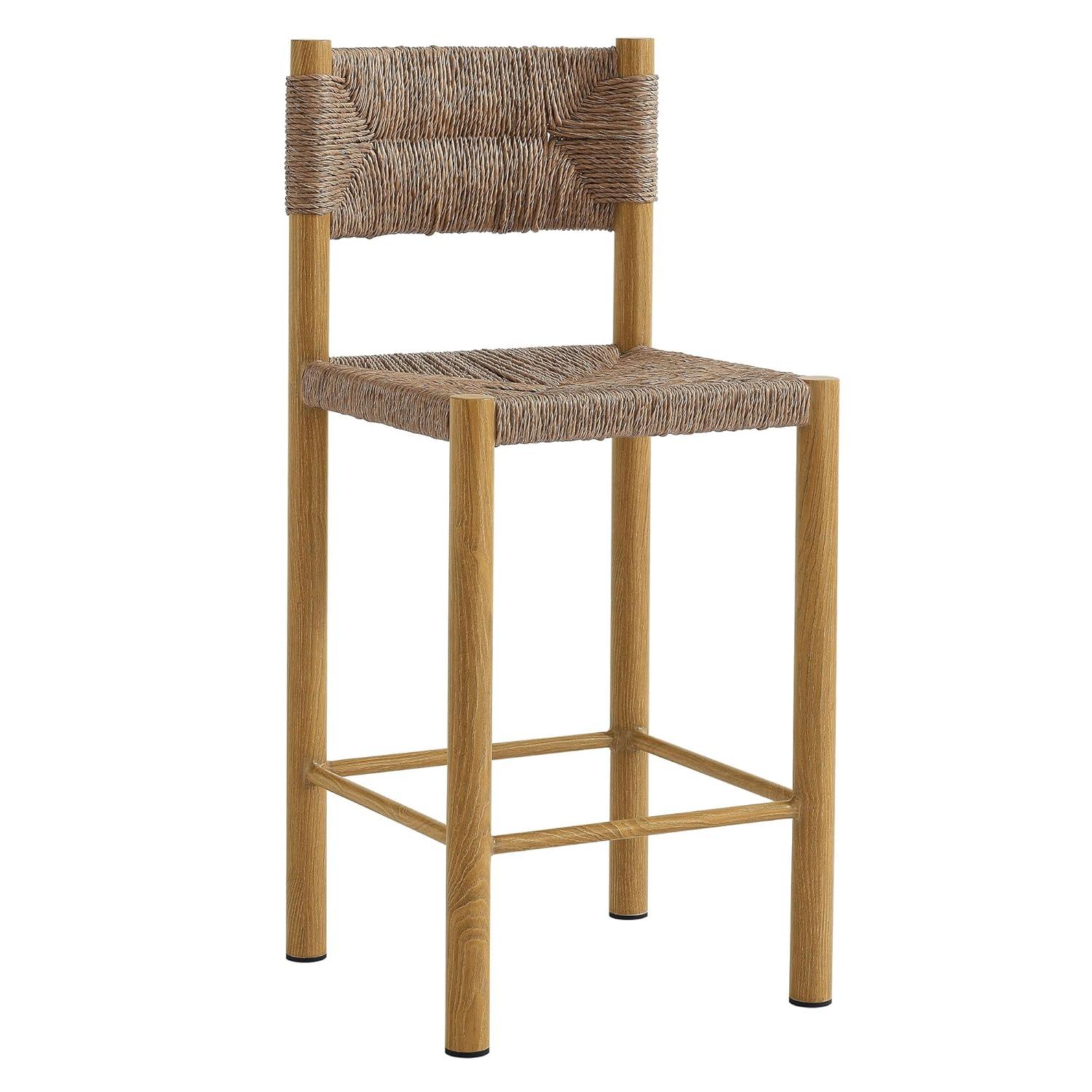 Modway Parkland Outdoor Patio Rattan And Aluminum Counter Stools Set Of 2