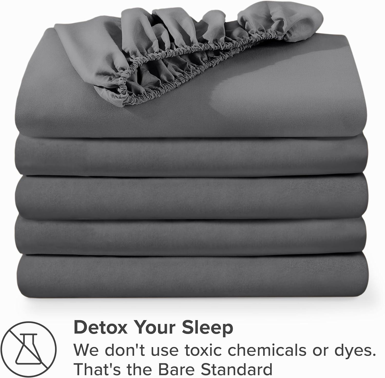 Bare Home 5-Pack Fitted Sheets - Premium 1800 Collection - Ultra-soft - Deep Pocket - California King, Gray