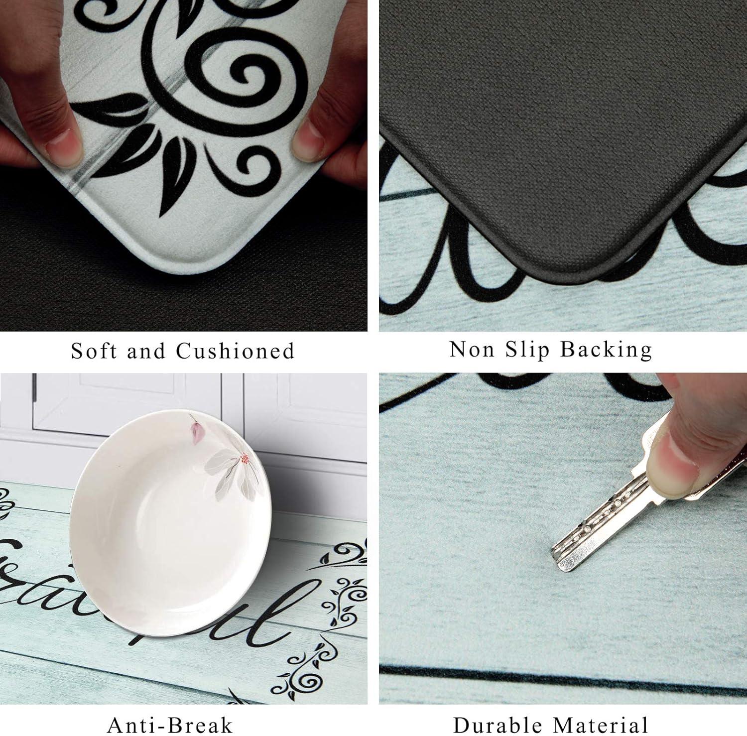 Rosalind Wheeler The Anti Fatigue Kitchen Mat Set of 2 Non Slip Cushioned Kitchen Mats for Floor Waterproof Farmhouse Kitchen Rugs and Mats Set Comfort Standing Desk Mat Carpet