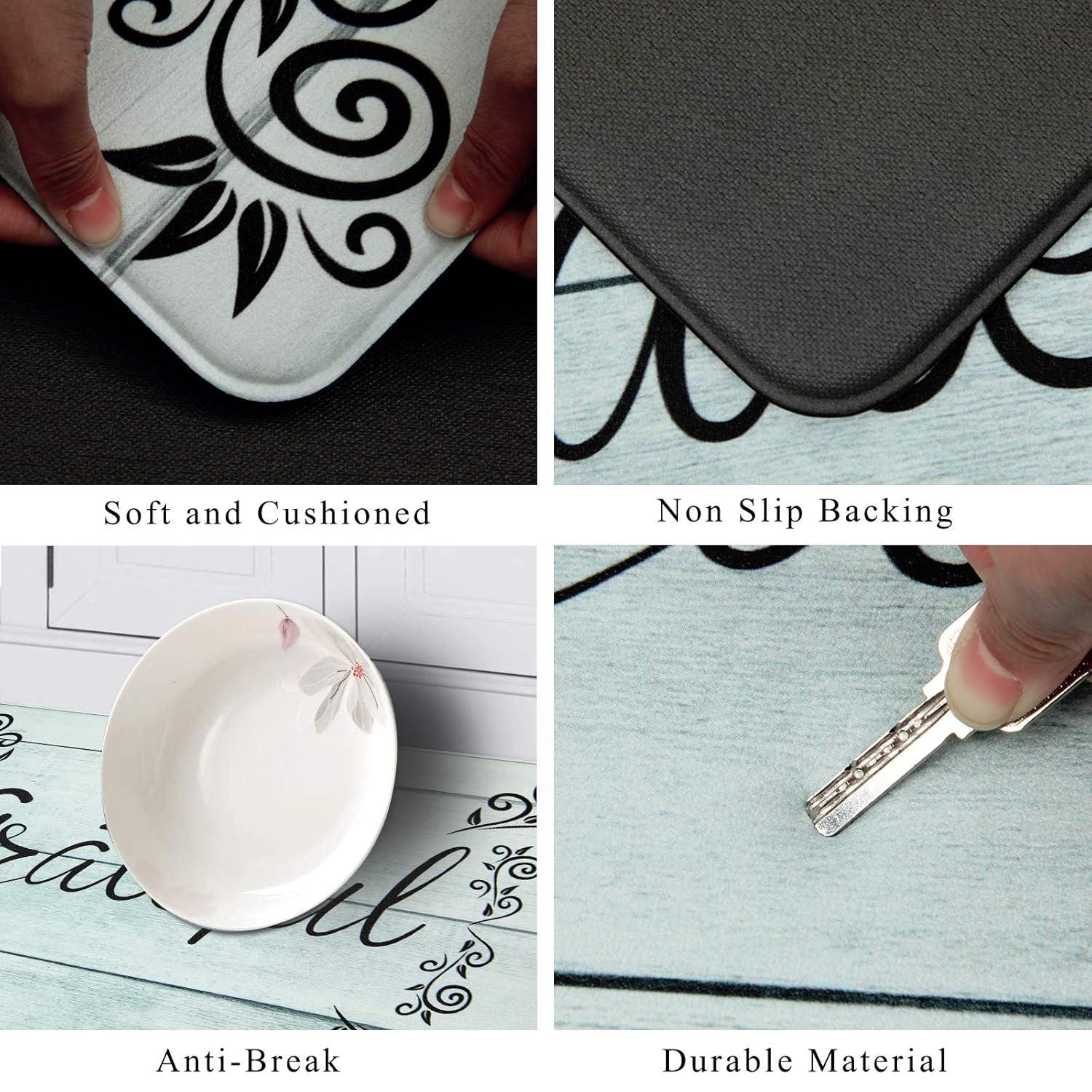 Rosalind Wheeler The Anti Fatigue Kitchen Mat Set of 2 Non Slip Cushioned Kitchen Mats for Floor Waterproof Farmhouse Kitchen Rugs and Mats Set Comfort Standing Desk Mat Carpet