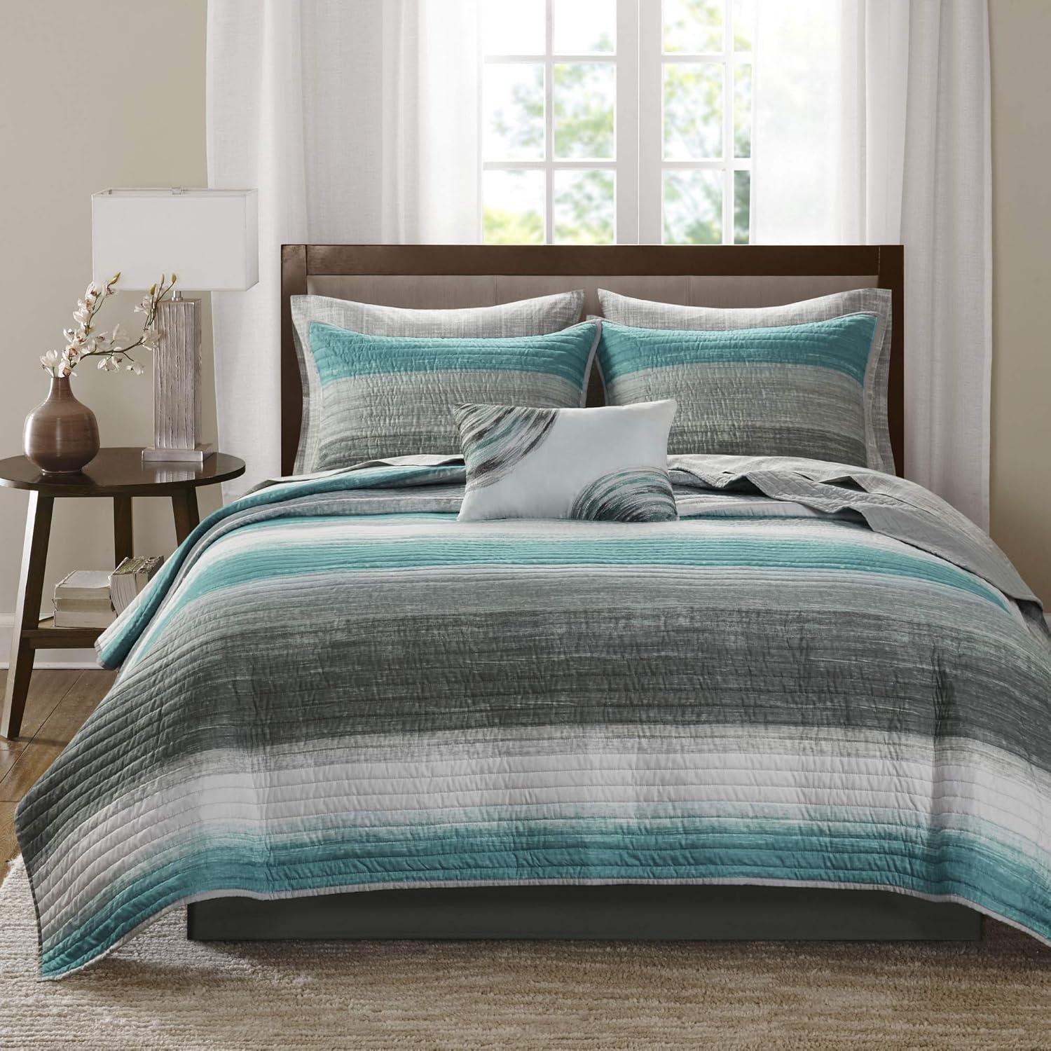 Madison Park Seth Striped Complete Reversible Coverlet Set