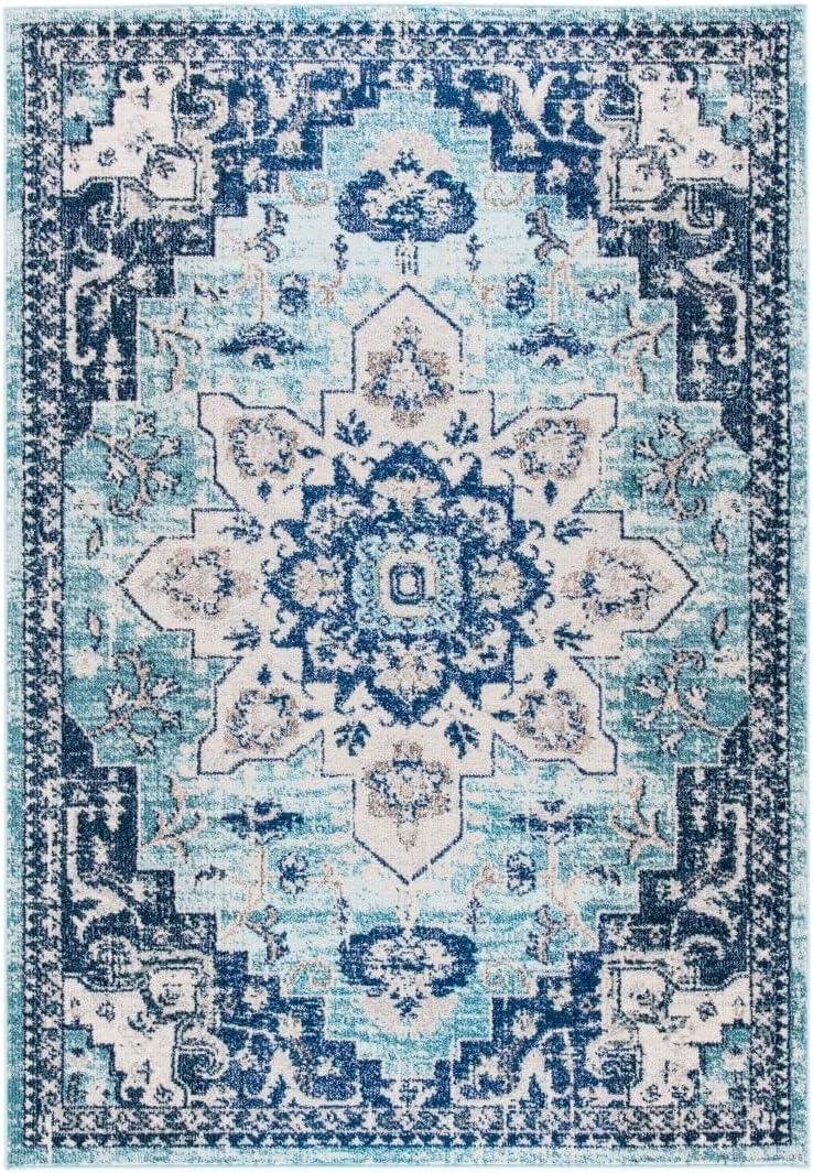 Madison MAD473 Power Loomed Indoor Area Rug - Teal/Navy - 8'x10' - Safavieh