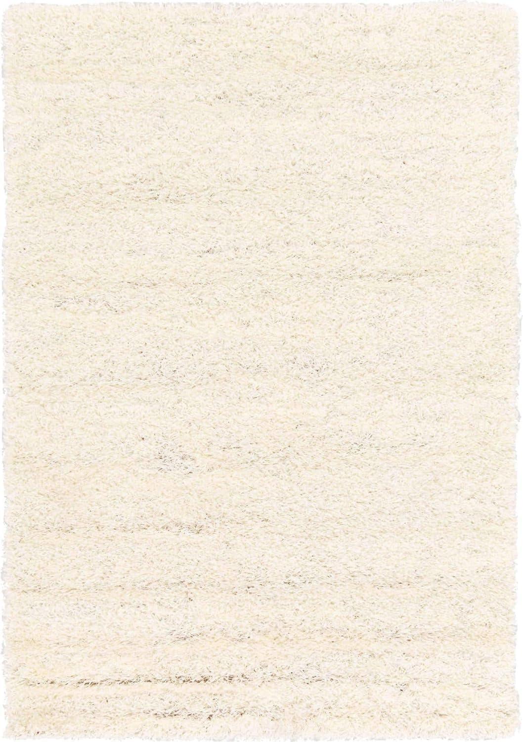 Unique Loom 4' 1 x 6' 1 Solid Shag Snow White Area Rug