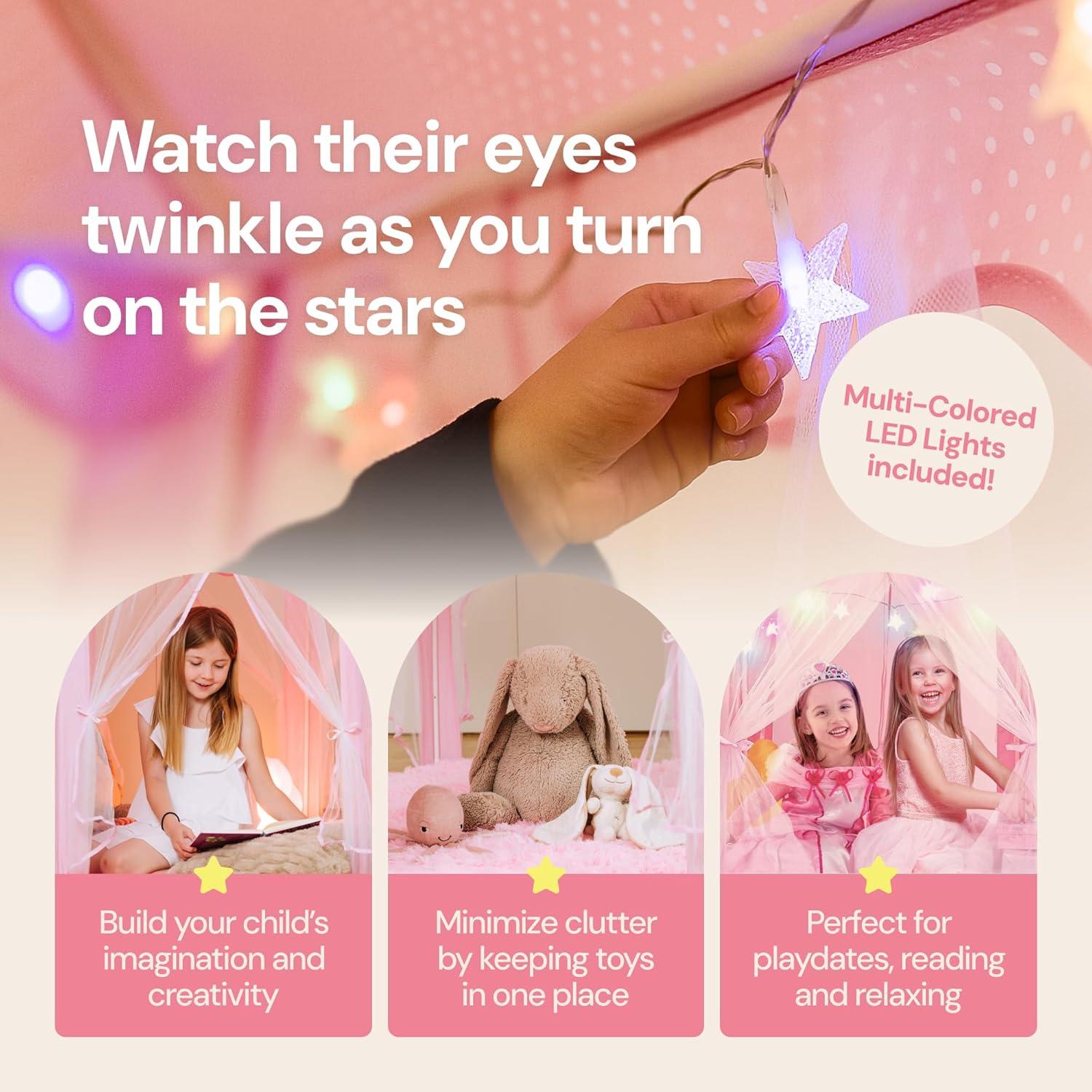 Princess Tent for Kids Tent - 55" X 53" with Led Star Lights | Princess Toys | Toddler Play Tent | Playhouse | Princess Castle