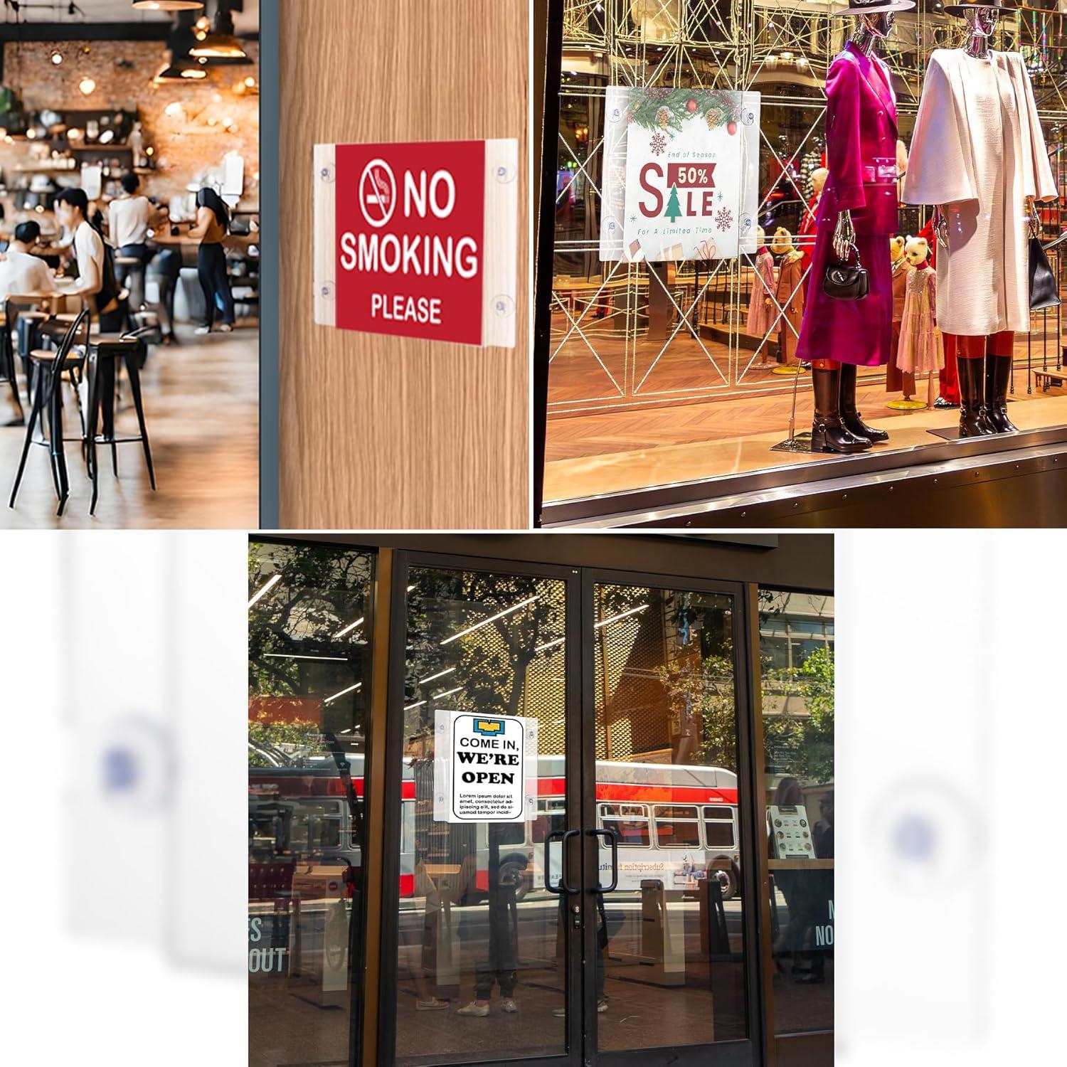 Clear Acrylic Window Sign Holder with Suction Cups, 8.5x11 Inch, 2 Pack