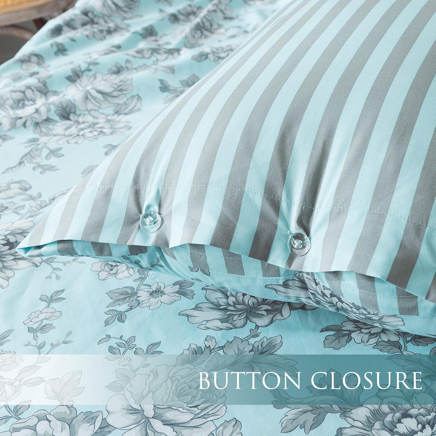 ANNA.Z HOME & DESIGN 3Pc Reversible Cotton Duvet Cover Set. 100% Cotton Percale Fabric. Pre-Washed Soft. Machine Washable.