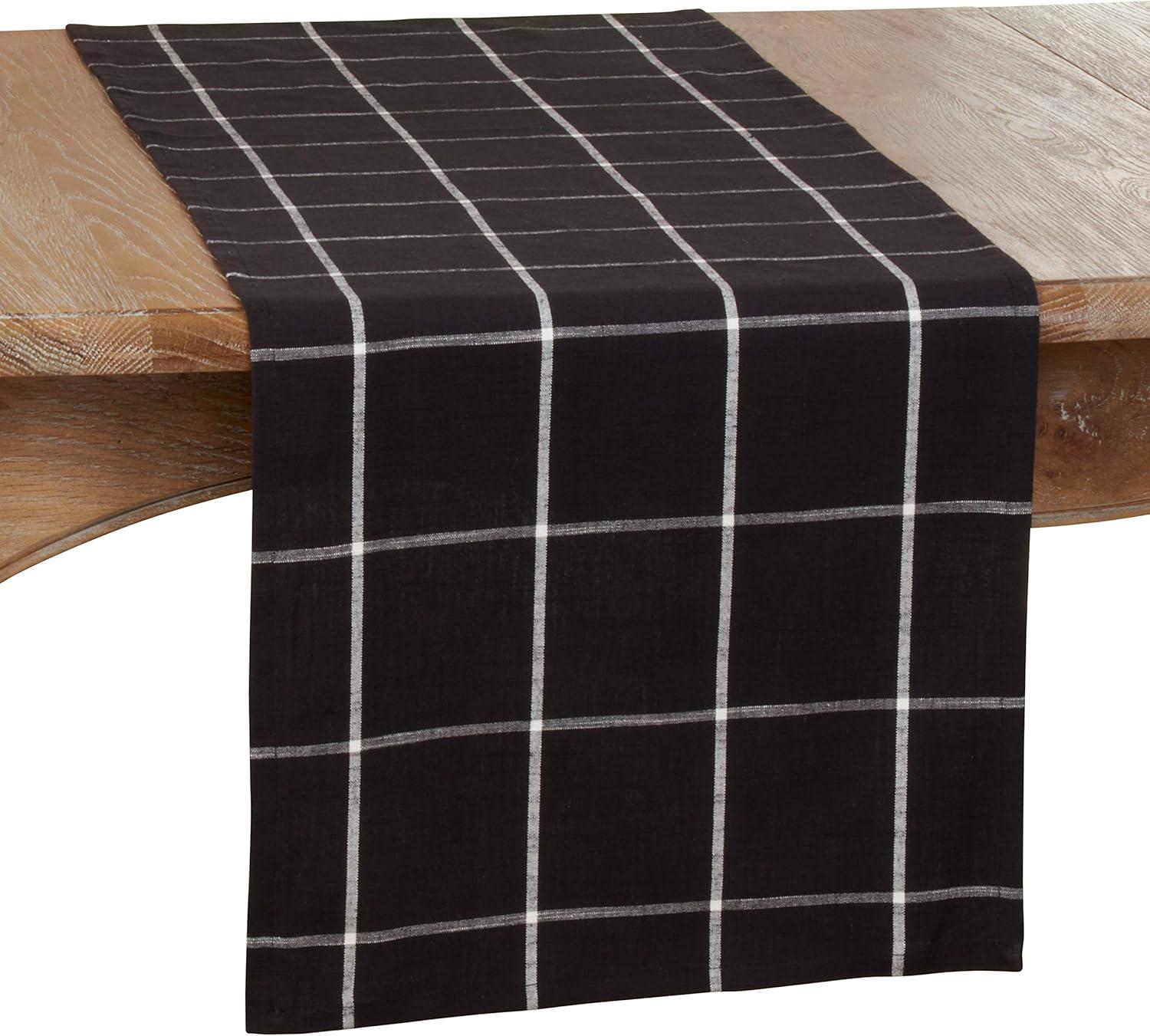 Saro Lifestyle Dining Table Runner With Large Plaid Design