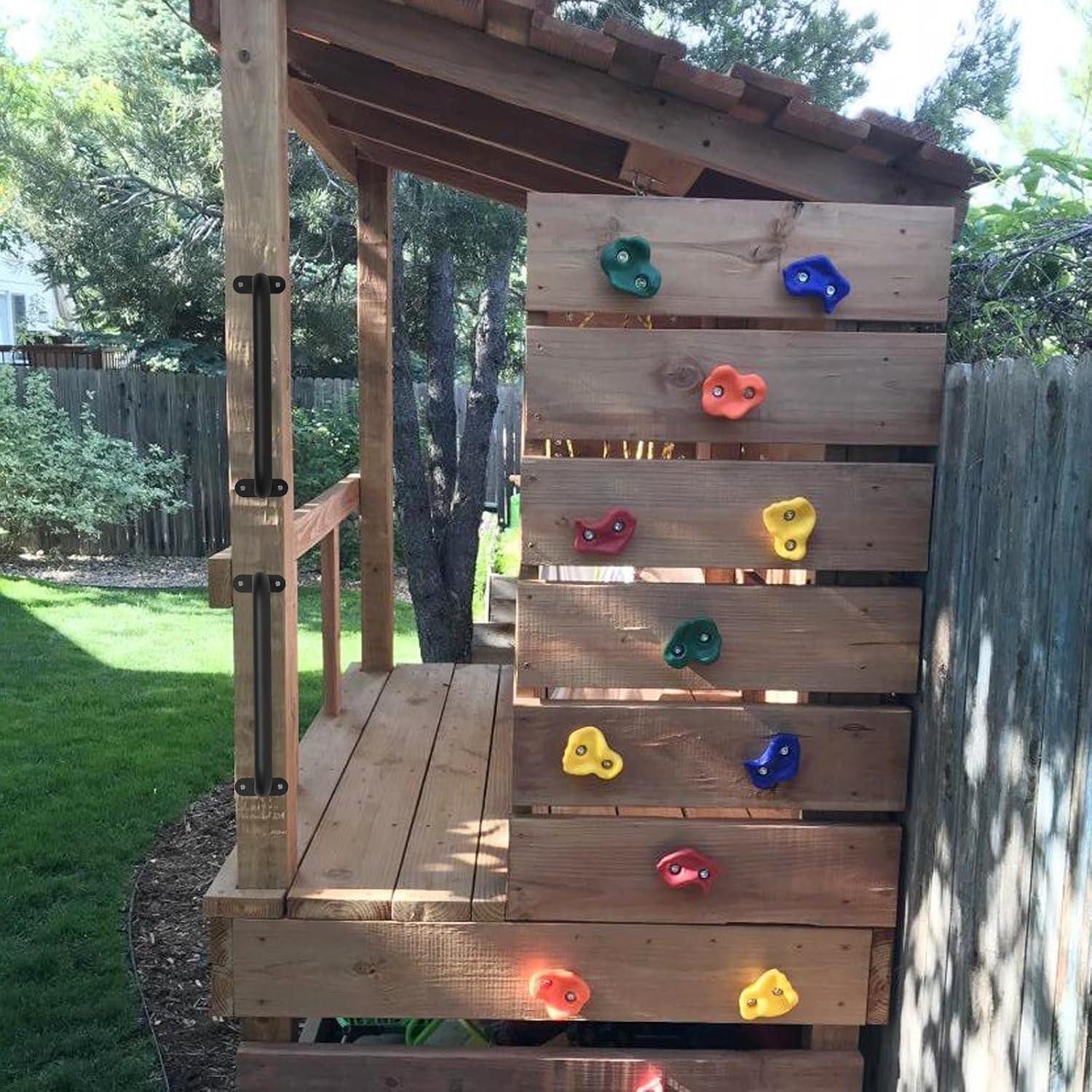 13'' Black Metal Playground Safety Handles Pack of 2 - Playset Handles, Swing Set Grab Handle, Playhouse Grab Bar, Hand Grip for Jungle Gym, Home Gym, Treehouse