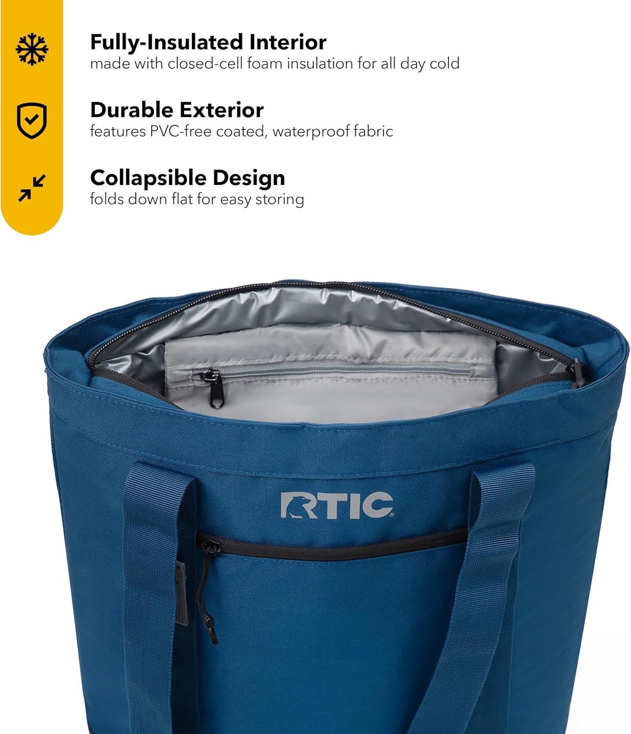 RTIC Everyday Insulated Slim Tote Bag, 15 Ltr Cooler Bag, Leak-Free Interior,  Navy