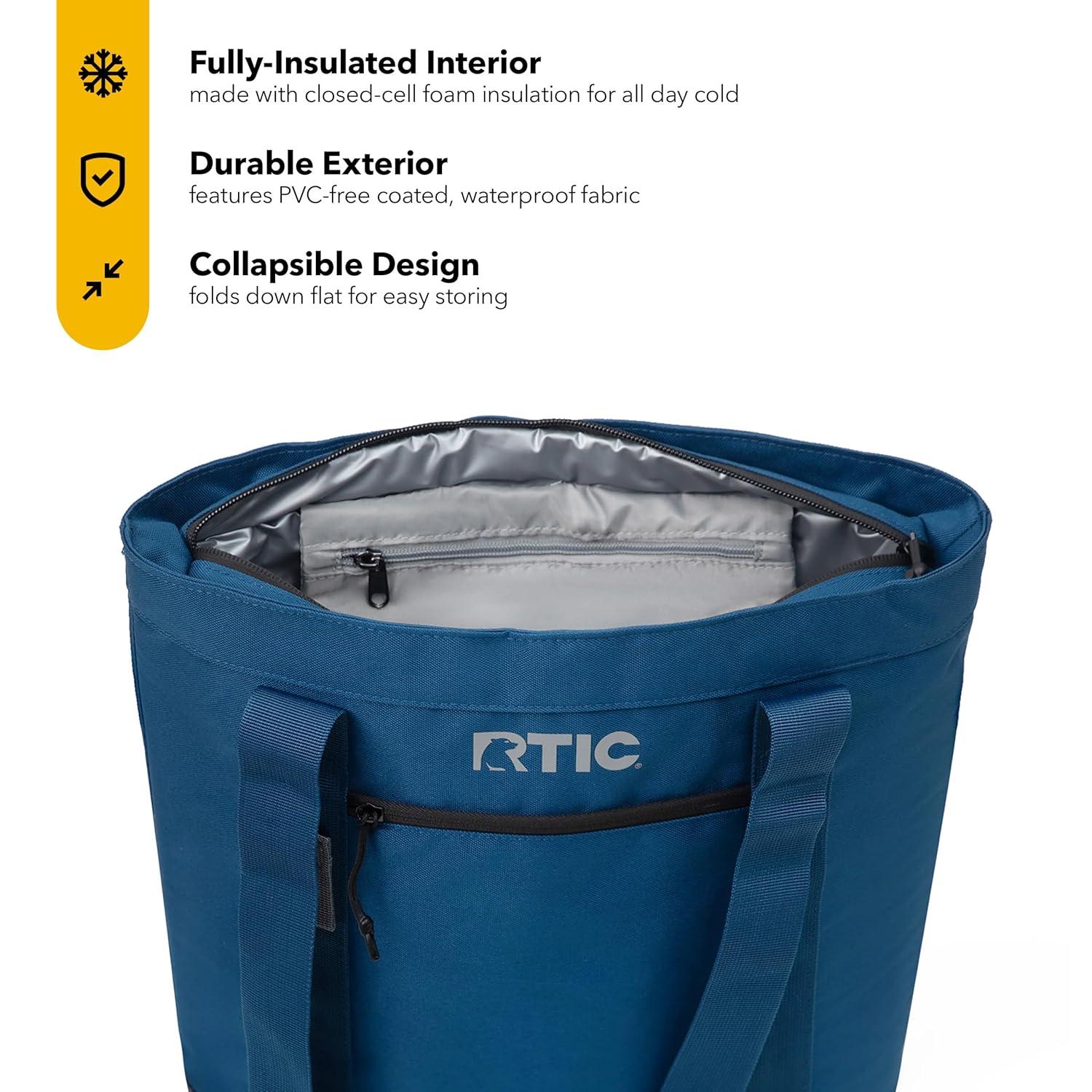 RTIC Everyday Insulated Slim Tote Bag, 15 Ltr Cooler Bag, Leak-Free Interior,  Navy