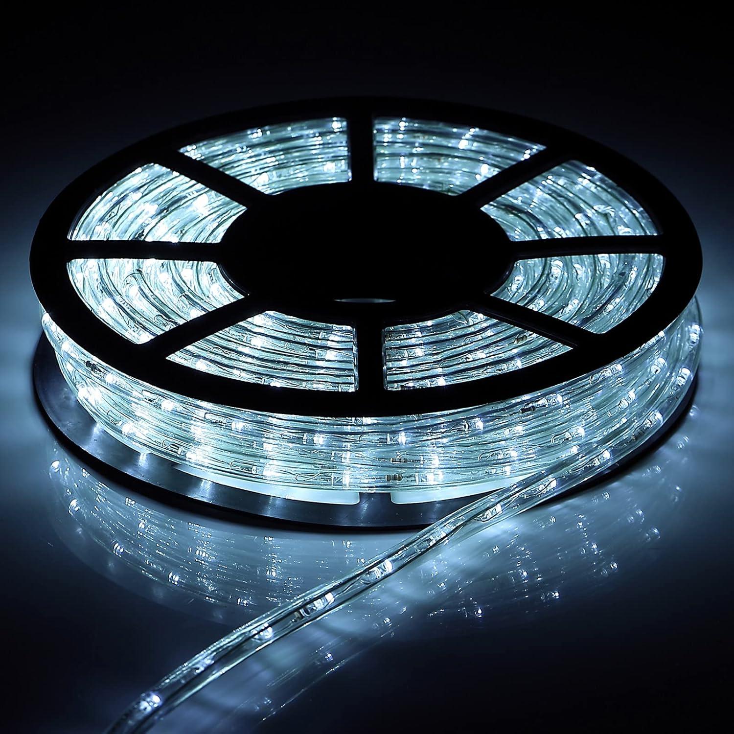 50Ft Led Rope Lights Outdoor, LED Strip Lights Outdoor Waterproof Decorative Lighting for Indoor/Outdoor, Deck, Eaves, Backyards Garden, Stairs Balcony Christmas Decoration(Warm White)