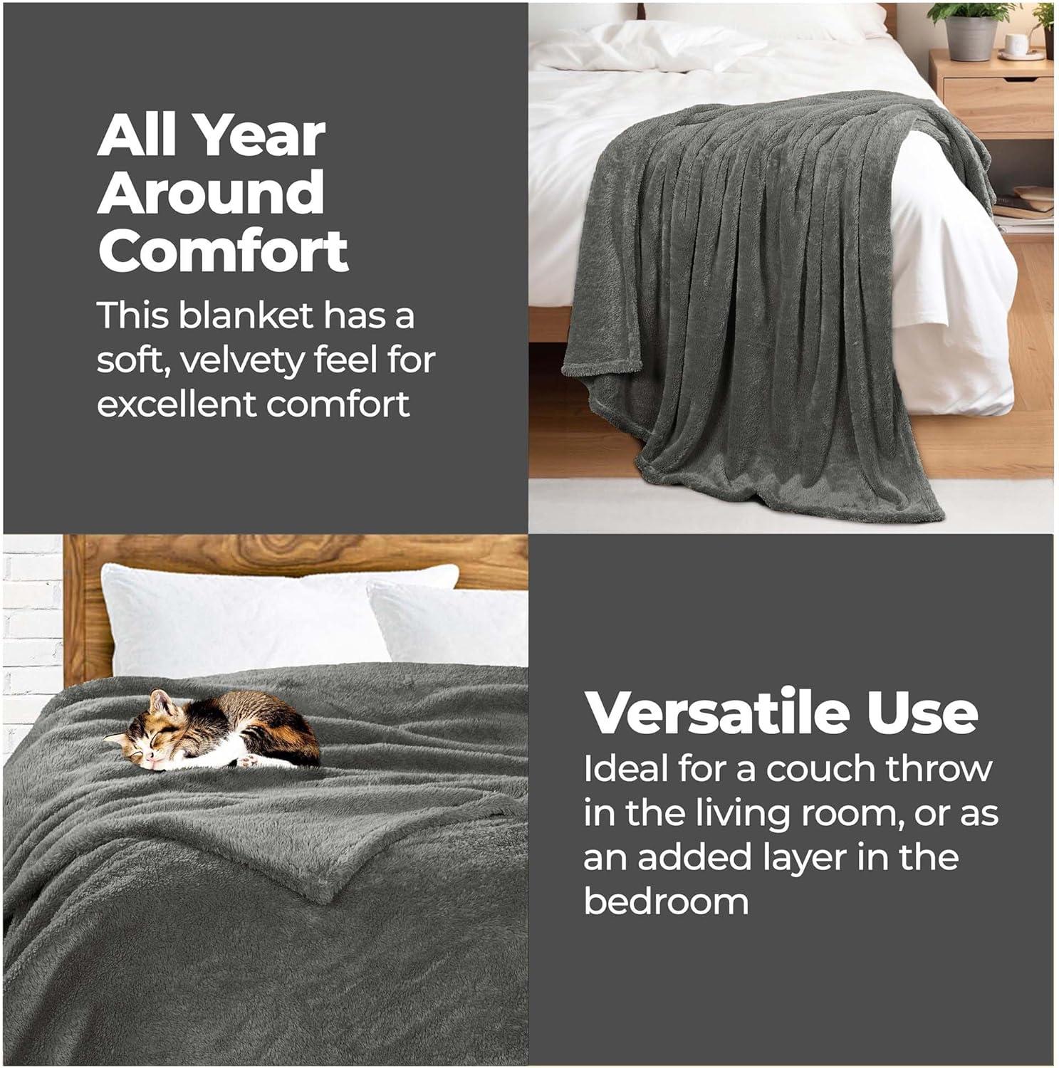 Superior Solid Polyester Reversible All-Season Fleece Blanket