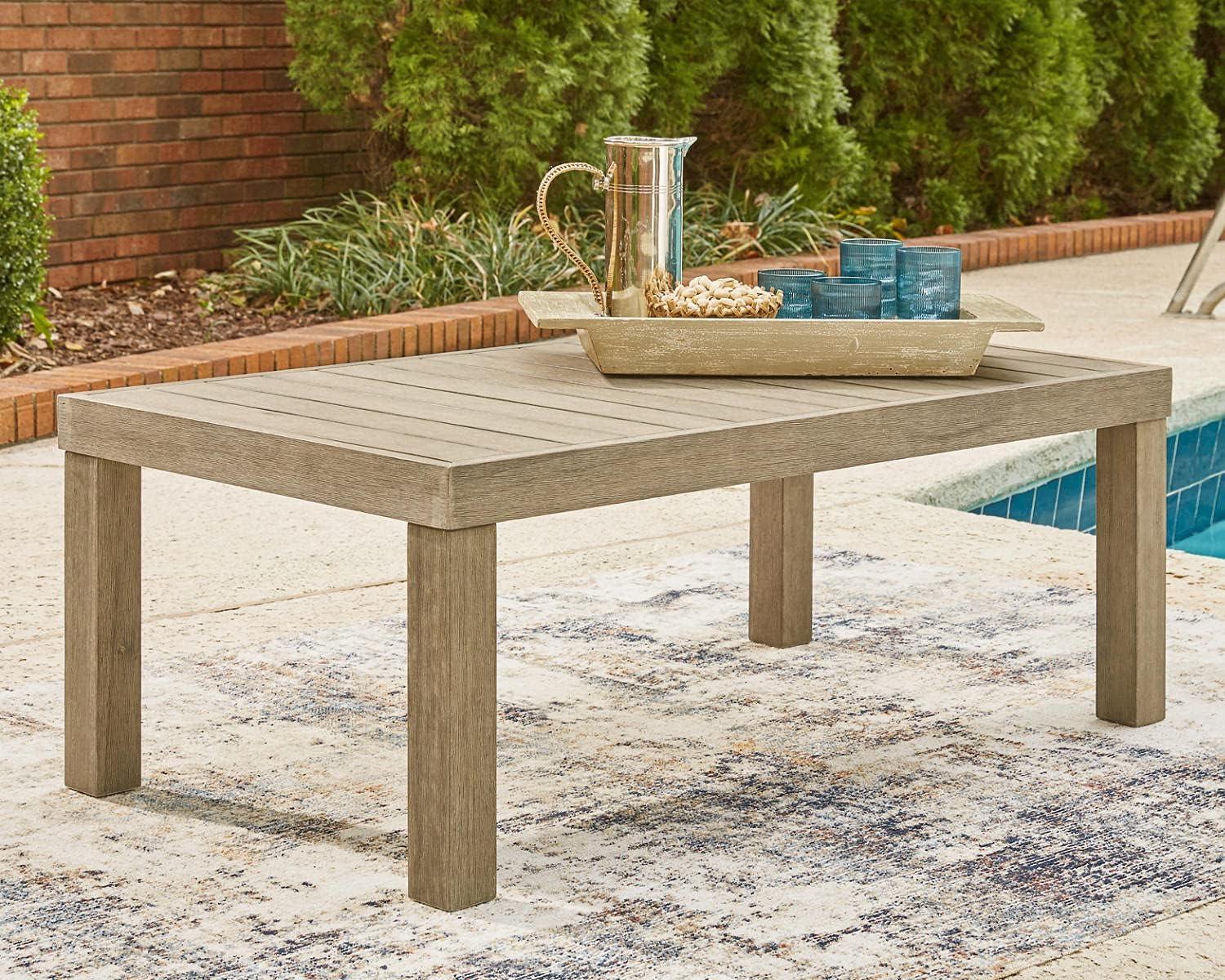 Signature Design by Ashley Contemporary Silo Point Outdoor Coffee Table  Brown