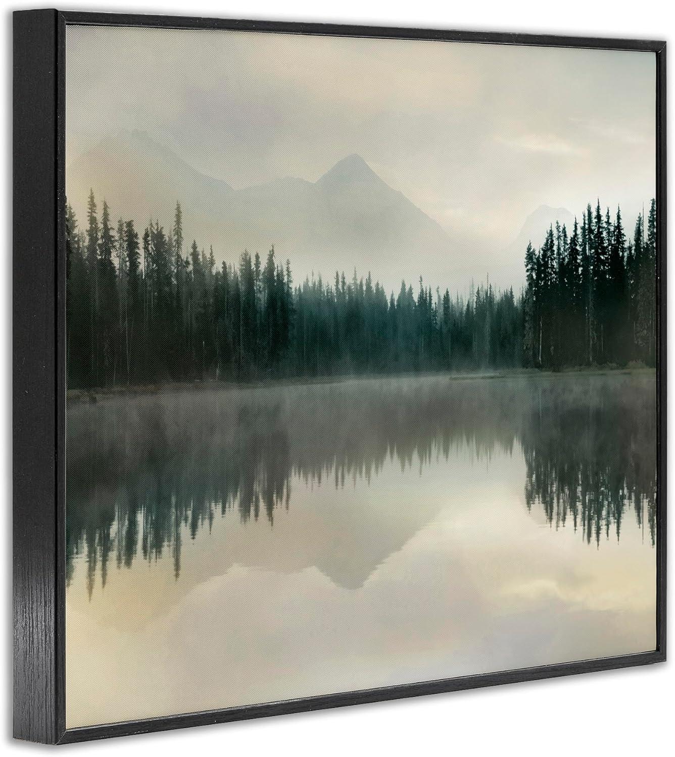 Stupell Industries Foggy Lake Forest Landscape Soft Nature Water Reflection