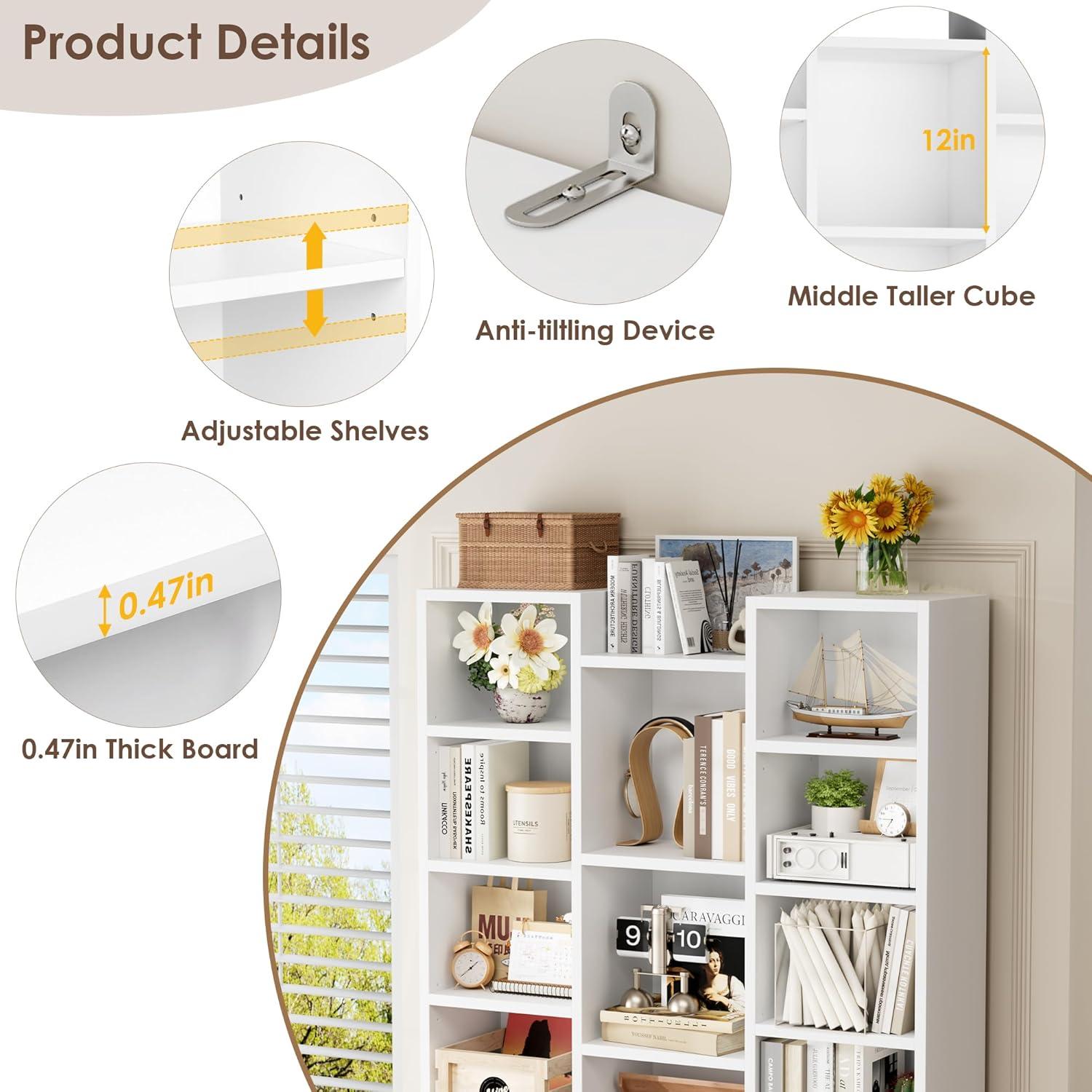 Latitude Run® Triple Wide 8 Tier Media Storage Tower Rack, 71" Tall Bookshelf Black Bookshelf