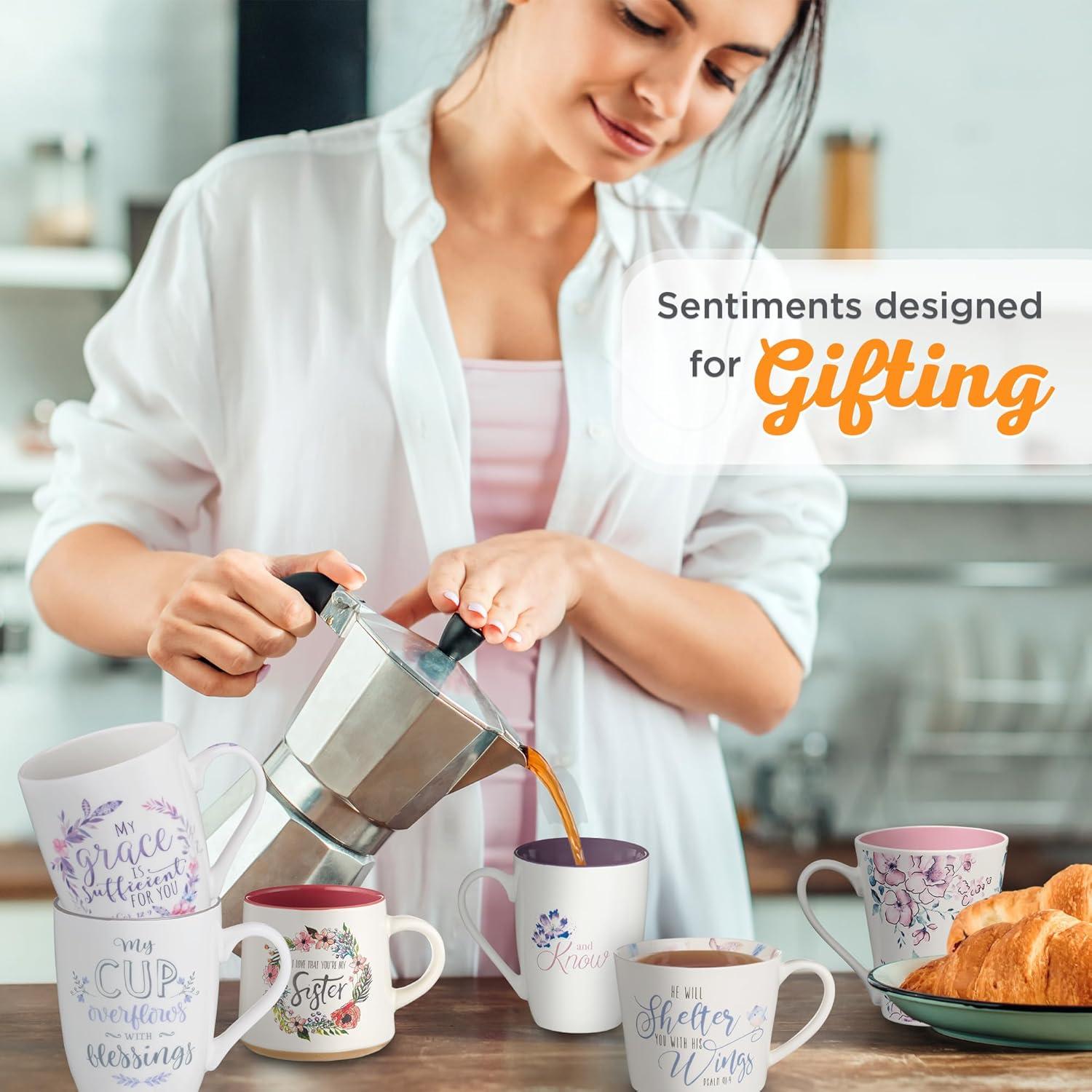 I Love That Your My Sister Ecclesiastes 4:9 Ceramic Bible Verse Coffee Mug  Floral Rustic Pink & Ivory Cup for Coffee/Tea, Dishwasher Microwave Safe, 14oz