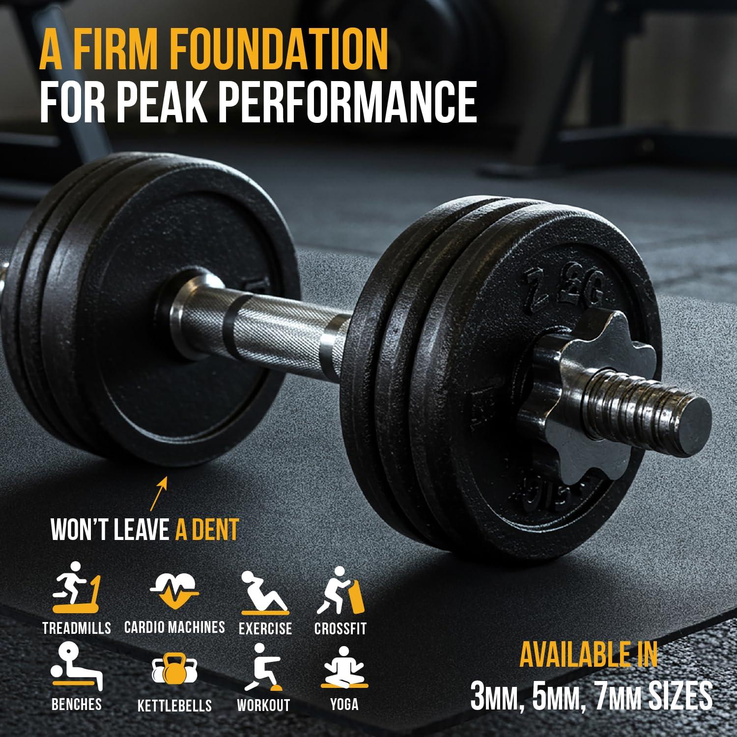 3 ft. x 4 ft. x 0.196 in. Black Rubber Fitness Utility Mat (12 sq. ft.)