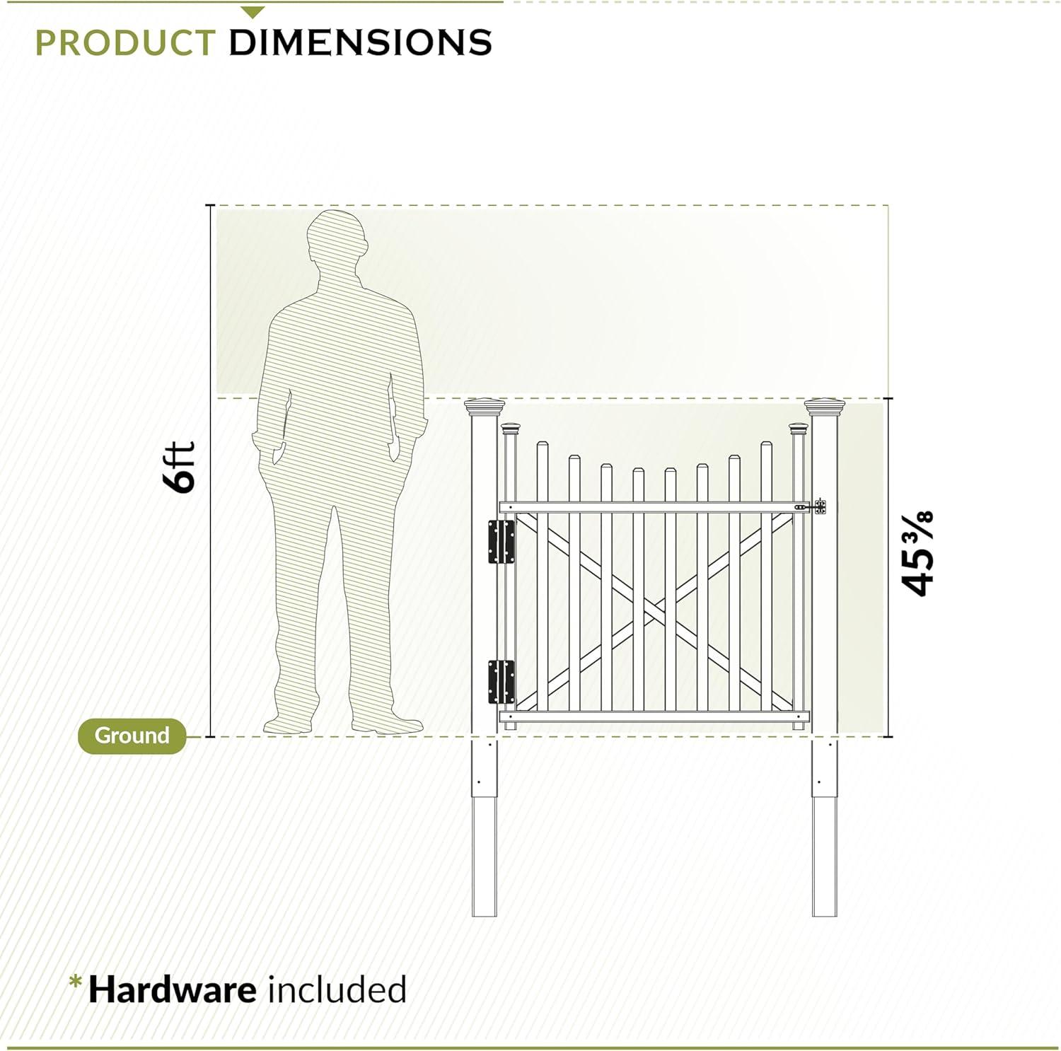 Zippity Outdoor Products 3.8ft H x 4.1ft W (1 Gate) Zippity Manchester Gate Kit, White Vinyl Picket Fence Gate Kit for Manchester Fence Panels, Gate for Backyard, Patio, Outdoor, & Garden Fence, ZP19019