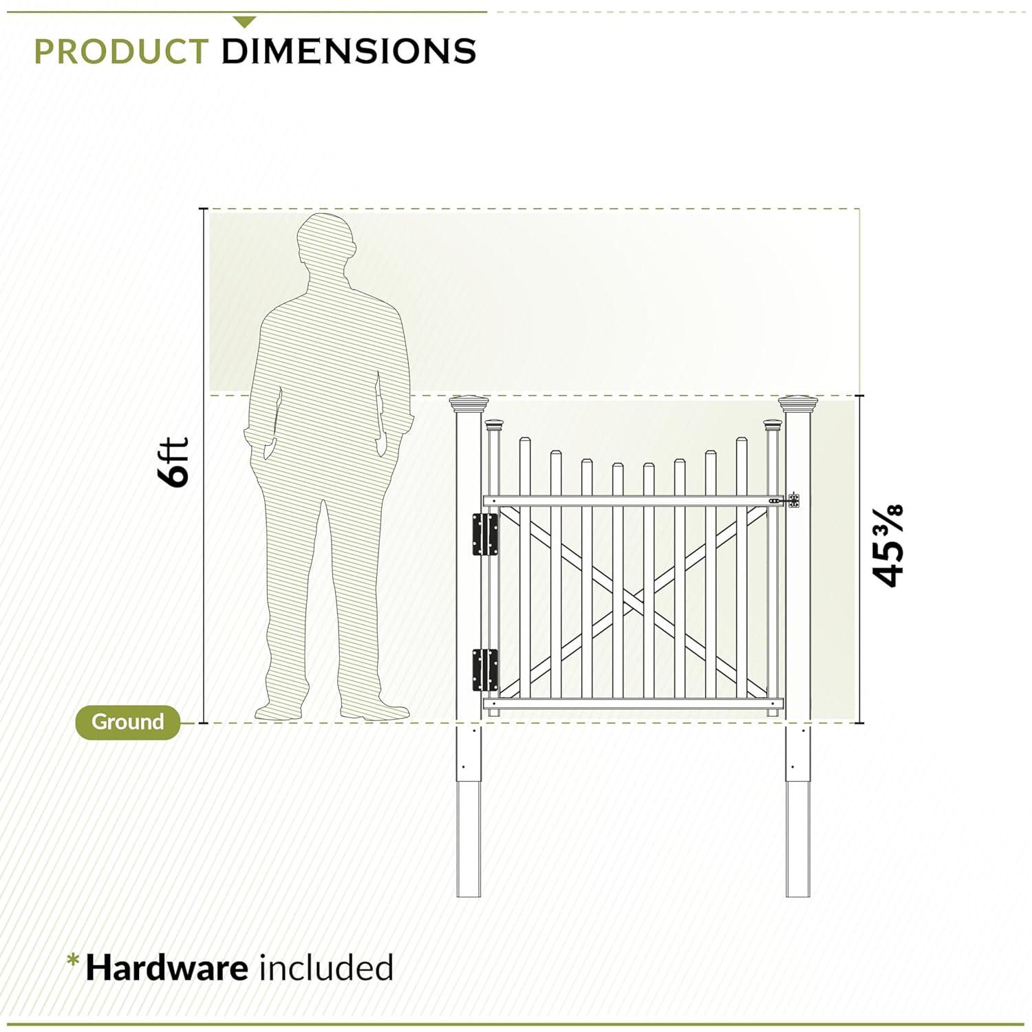 Zippity Outdoor Products 3.8ft H x 4.1ft W (1 Gate) Zippity Manchester Gate Kit, White Vinyl Picket Fence Gate Kit for Manchester Fence Panels, Gate for Backyard, Patio, Outdoor, & Garden Fence, ZP19019