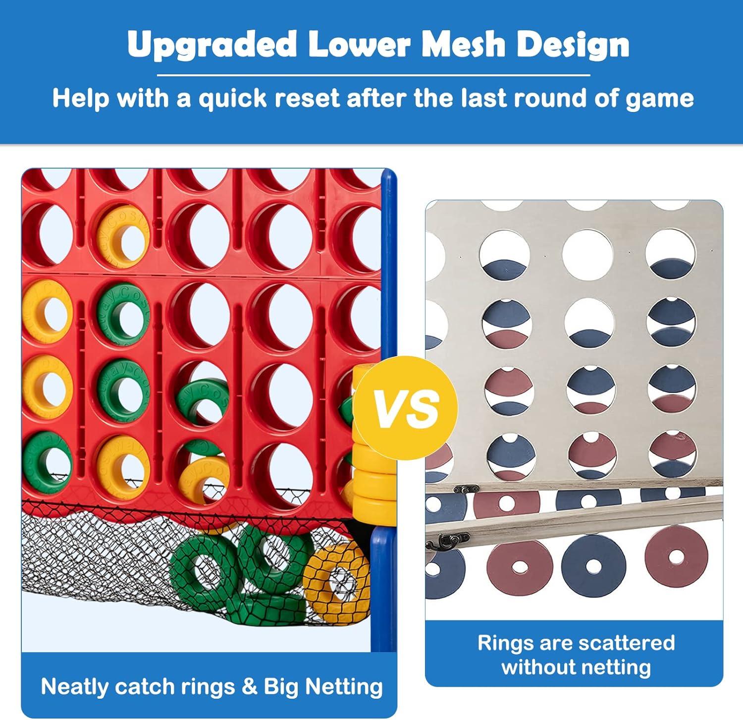 Costway 4-to-Score Giant Game Set 4-in-a-Row Connect Game W/Net Storage for Kids & Adult