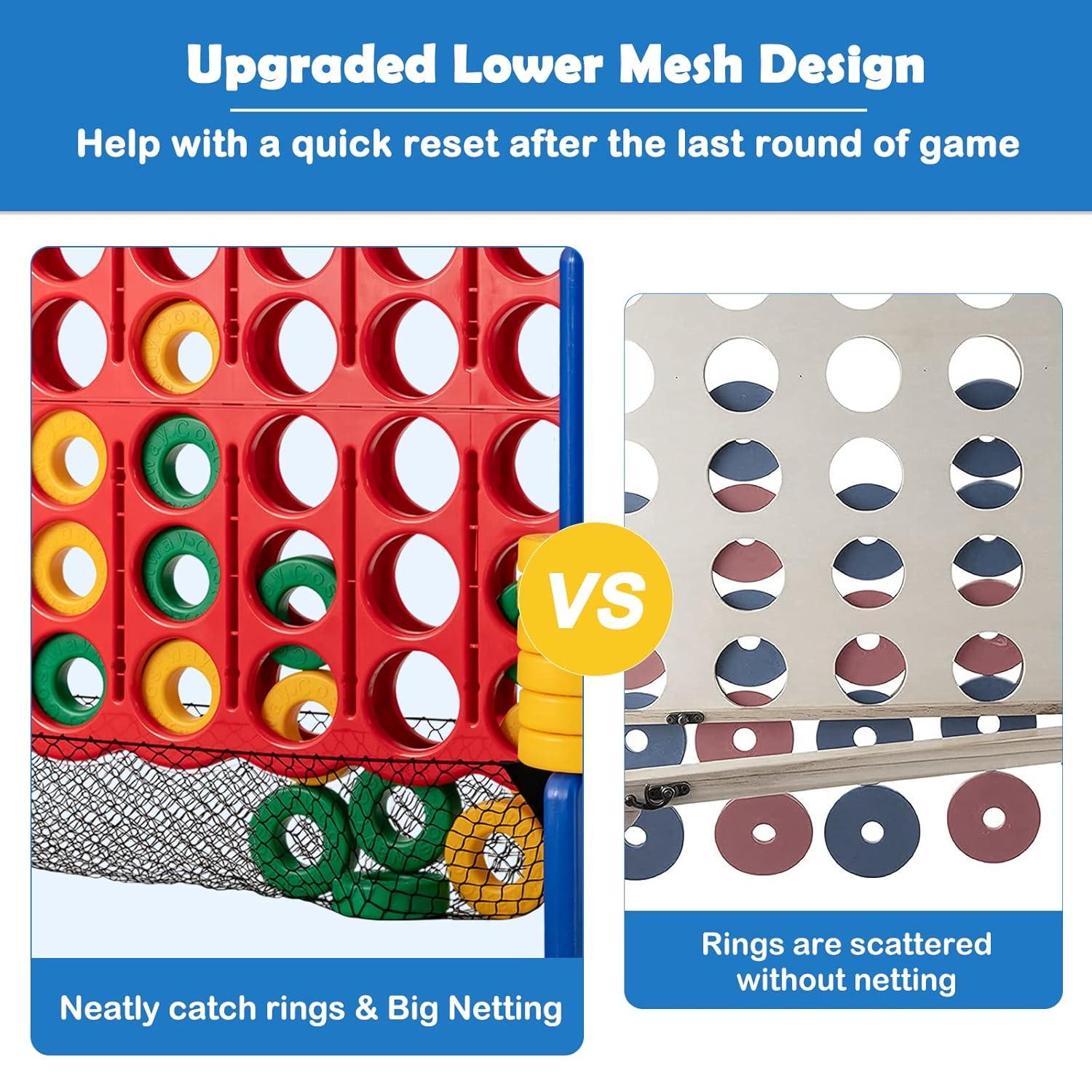 Costway 4-to-Score Giant Game Set 4-in-a-Row Connect Game W/Net Storage for Kids & Adult