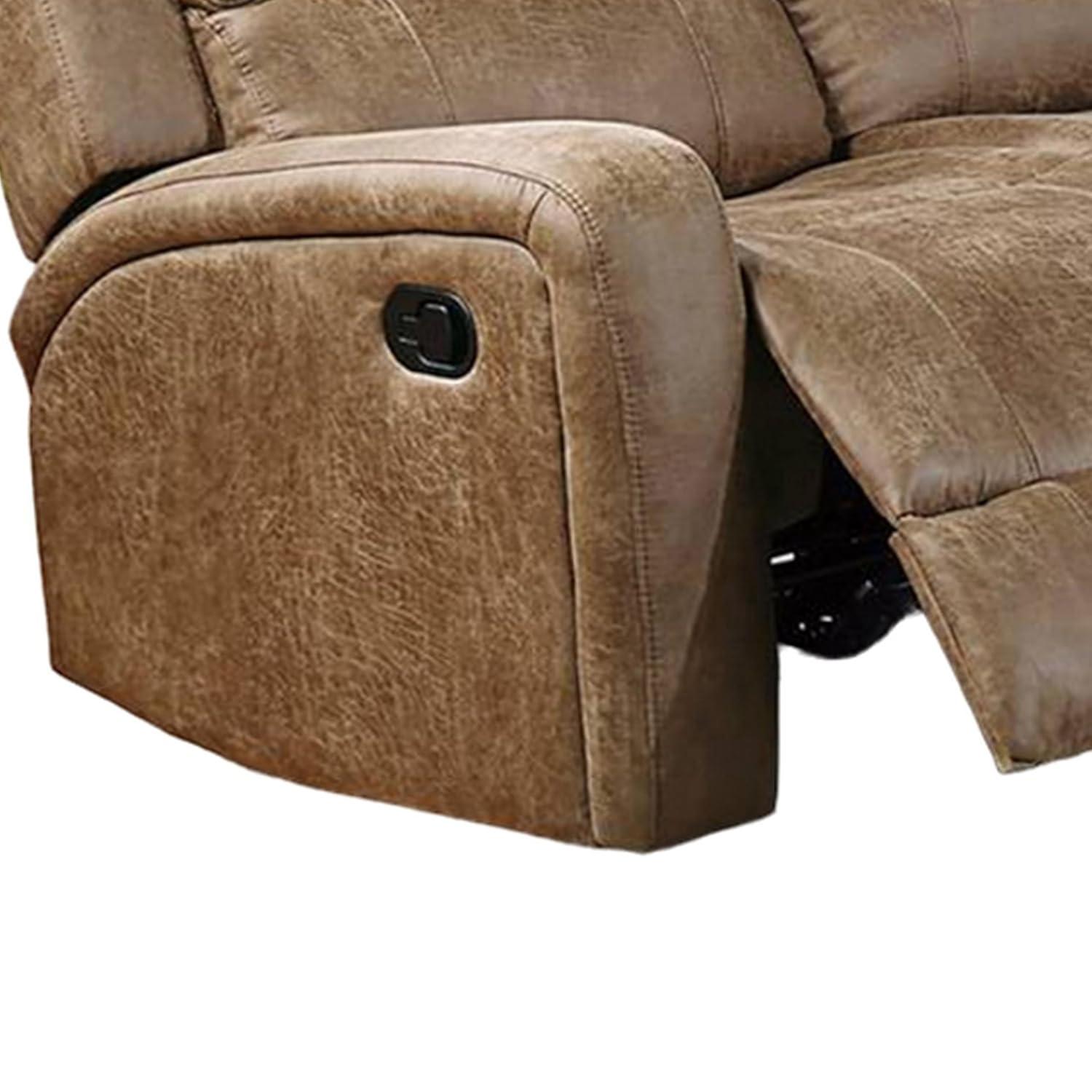 Chestnut Brown Tufted Faux Leather Reclining Sofa, 78 inch
