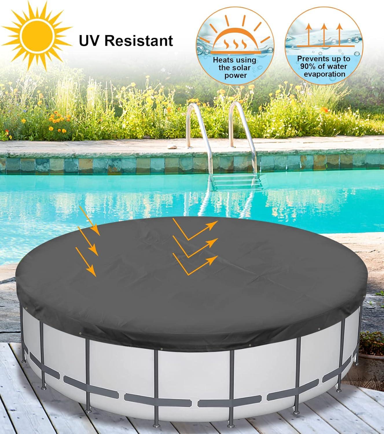 Miheo 15' UV Resistant Black Round Pool Cover for Above-Ground Pools