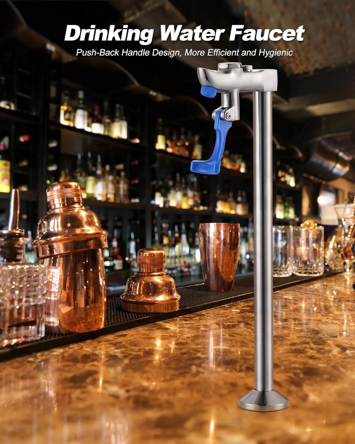 WOWOW 14 Inch Glass Filler Deck Mount Water Bottle Filling Station Brass Bar Faucet Glass Filling Station G1/2" Male Shank with Adapter for Restaurants Kitchen Bar