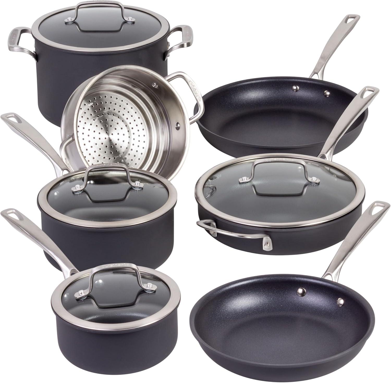 Cuisinart 11-Piece Black Aluminum Nonstick Cookware Set