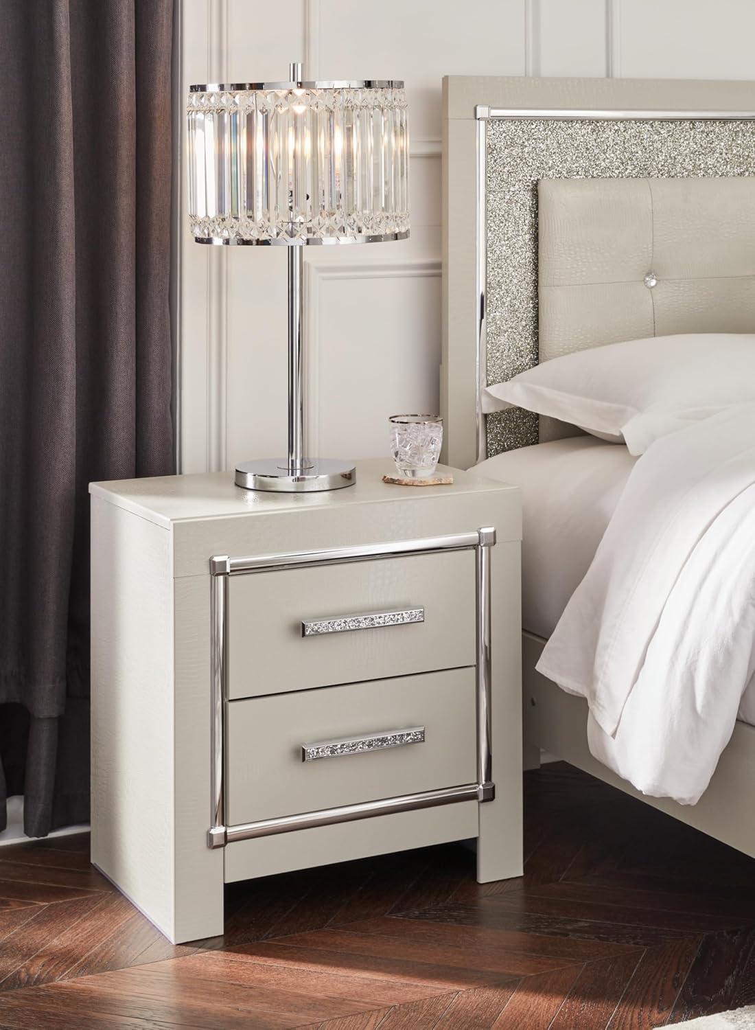 Signature Design by Ashley Zyniden Glam Faux Gator 2 Drawer Nightstand