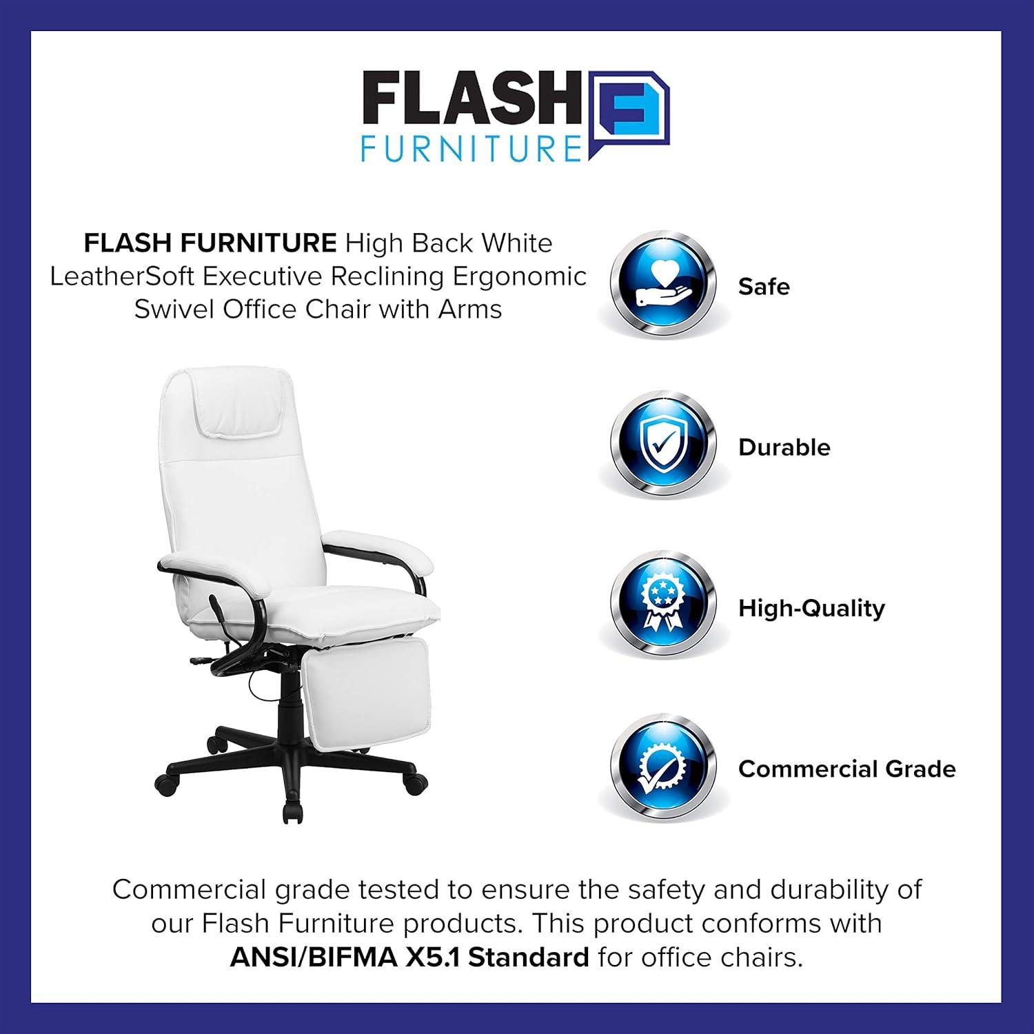 High Back LeatherSoft Executive Reclining Ergonomic Swivel Office Chair with Arms
