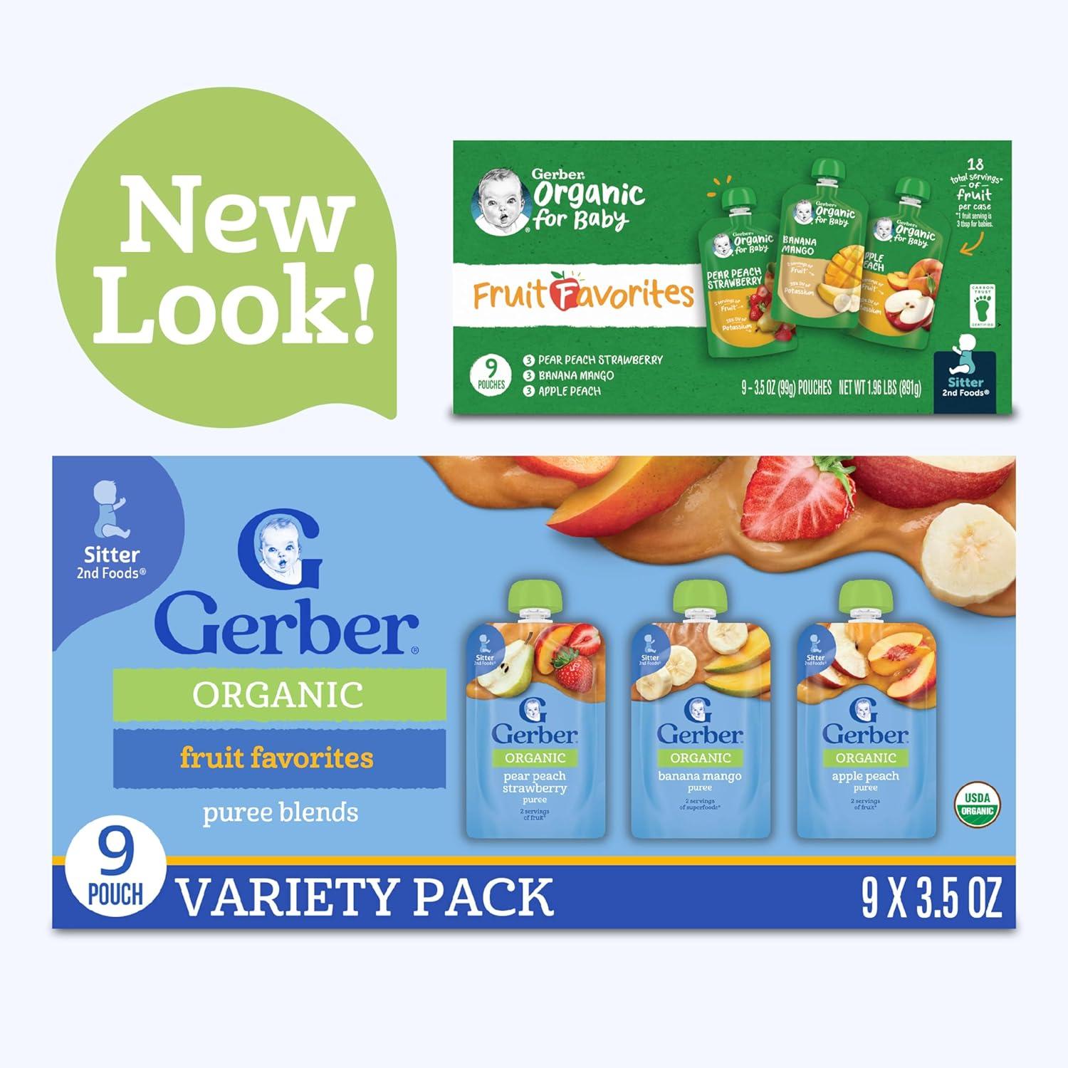 Gerber Stage 2 Organic Baby Food Pouches - Fruit & Veggie Value Pack - 3.5oz/9pk