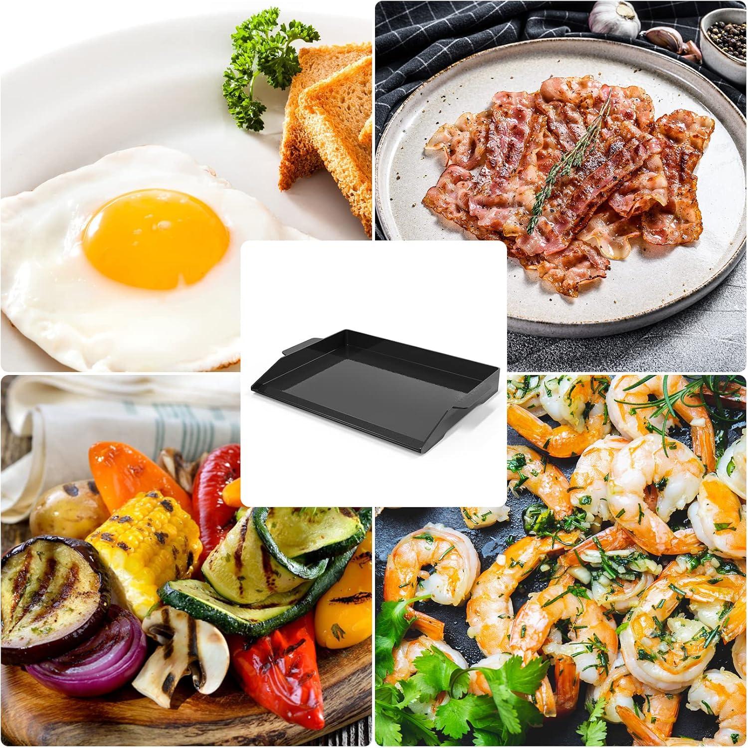 Only Fire Black Enamelled Cast Iron Flat Top Grill Griddle Plate Non-Stick Griddle Outdoor, 23" x 16"