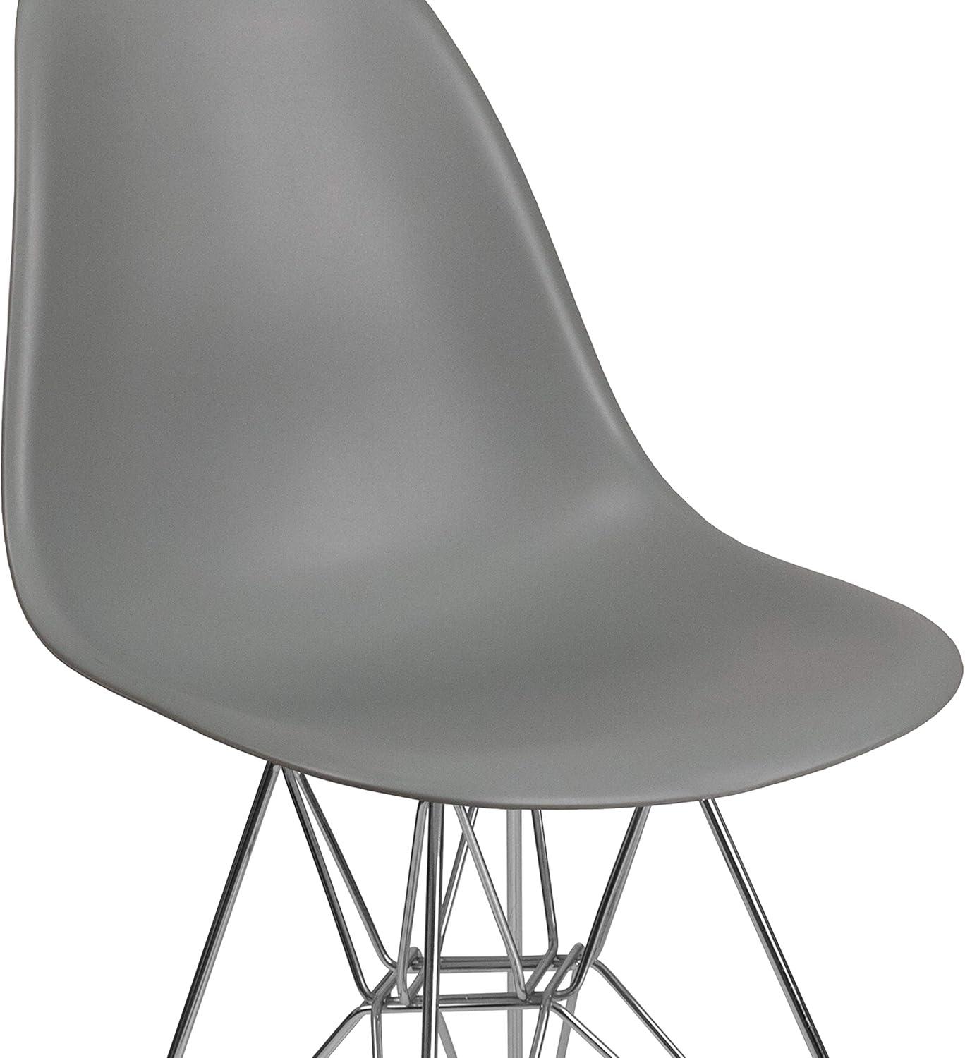 Flash Furniture Elon Series Moss Gray Plastic Chair with Chrome Base