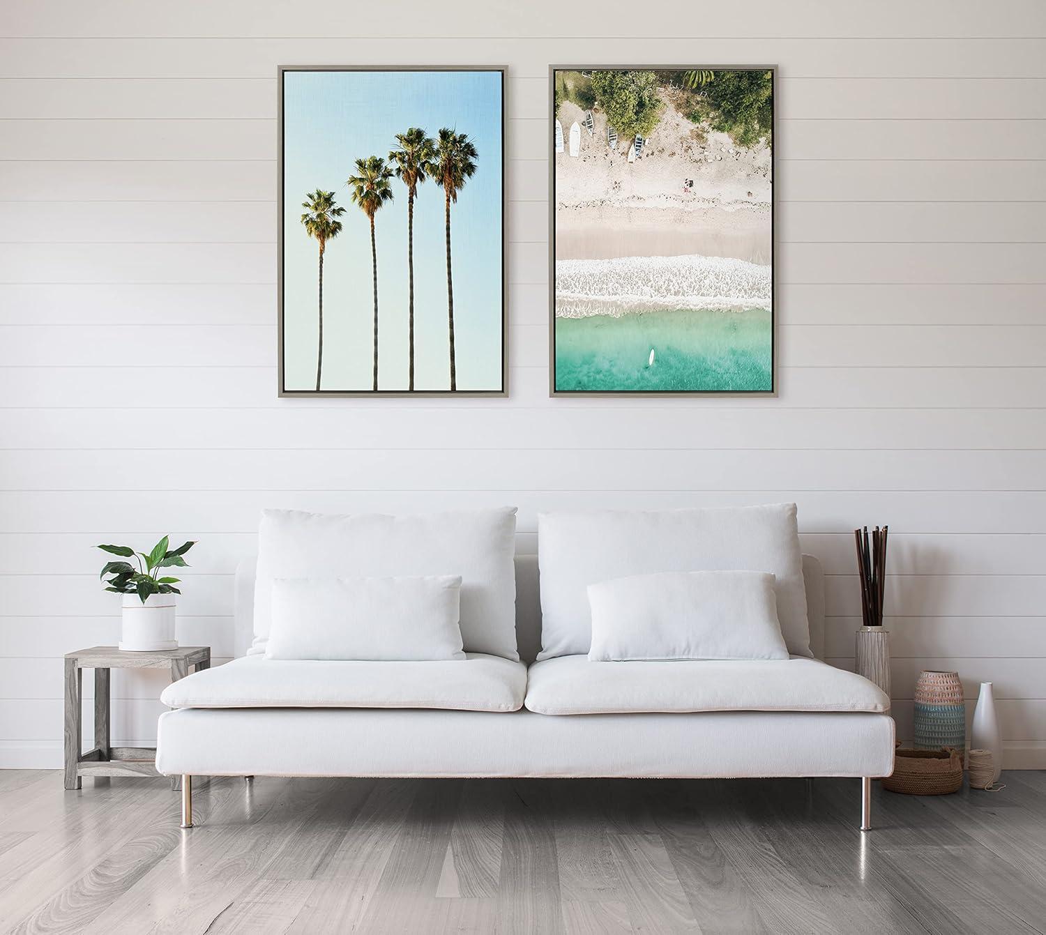 Sylvie Four Palm Trees Framed Canvas by Simon Te - Kate & Laurel All Things Decor