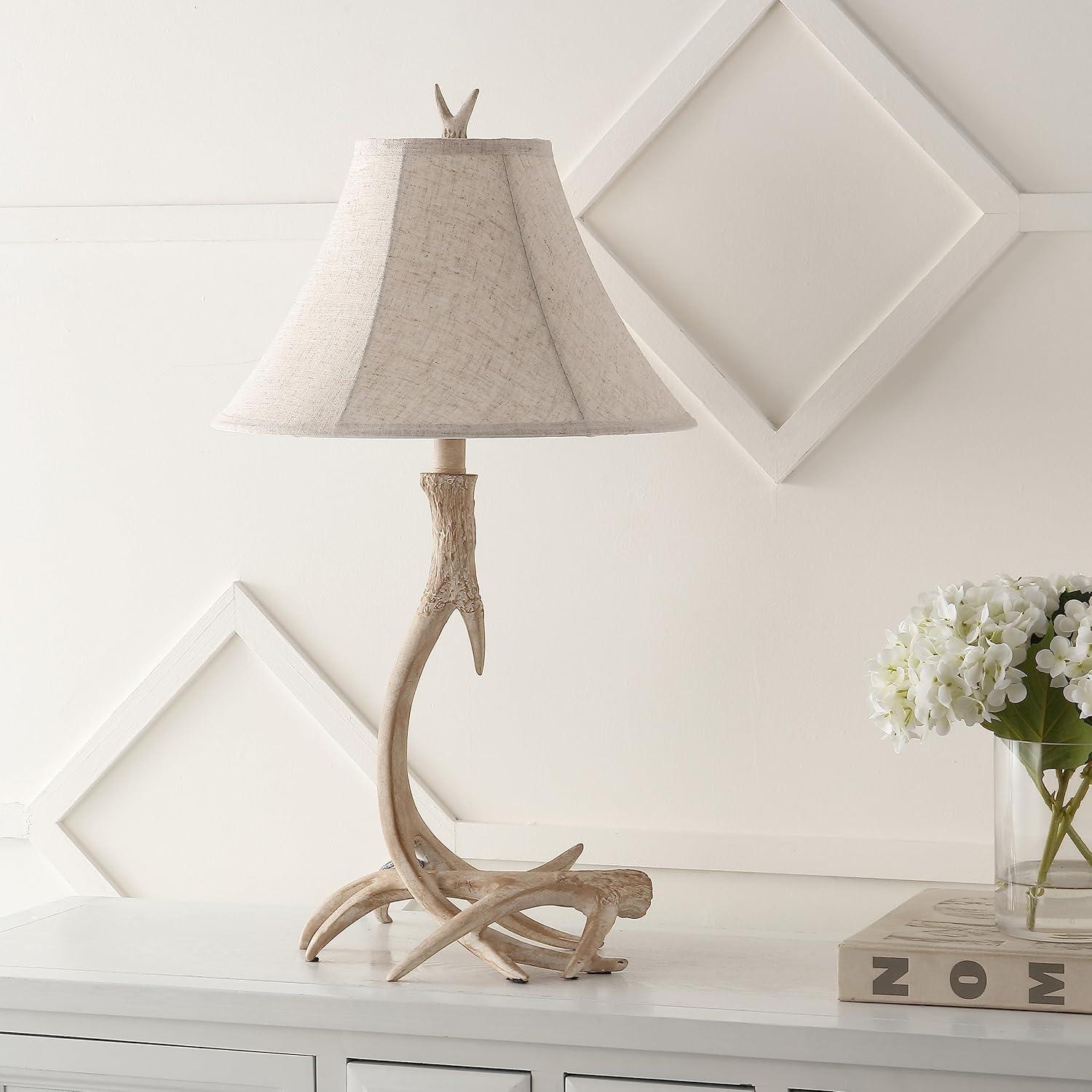 JONATHAN Y JYL6305B Antler 27.5" Rustic Resin LED Table Lamp, Traditional for living room, dinning room, bedroom, office Bulb Included, Beige