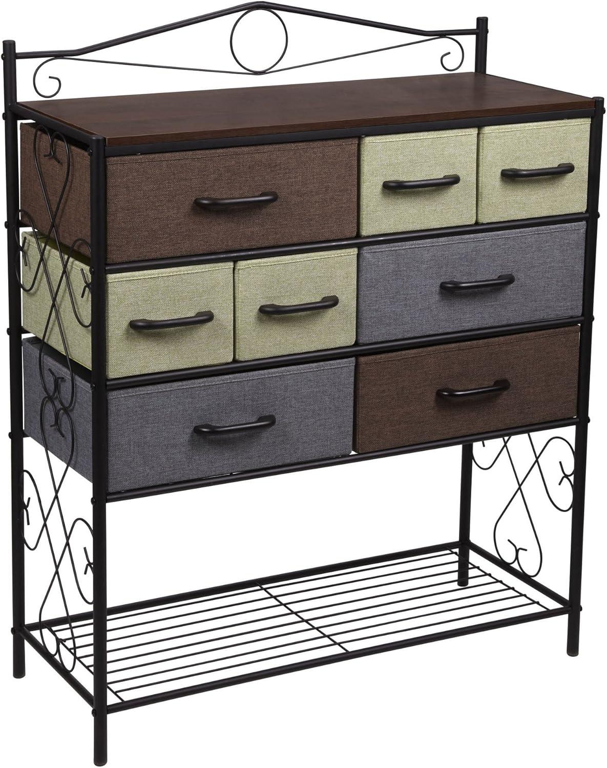 Victoria Coastal Black 8-Drawer Organizer with Walnut Wood Accents