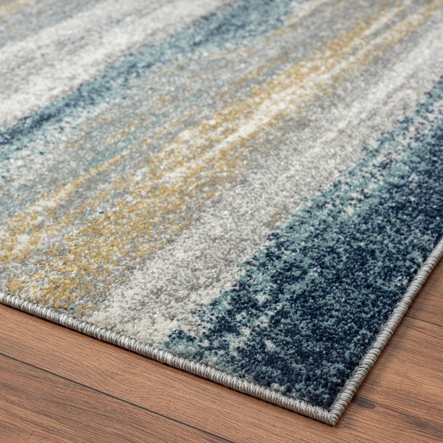 Luxe Weavers Abstract Stripe Yellow 4x5 Area Rug