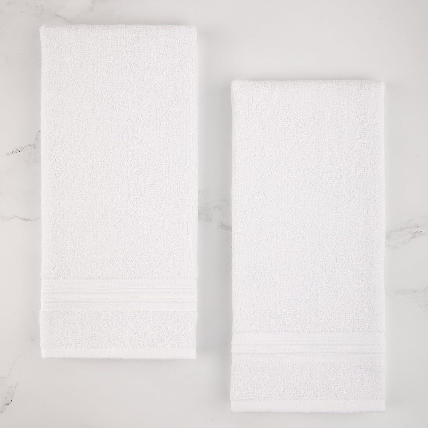 Sticky Toffee Terry Cotton Hand Towels Set for Bathroom, 2 pack, Soft and Absorbent, 500 GSM, 16 in x 28 in, White