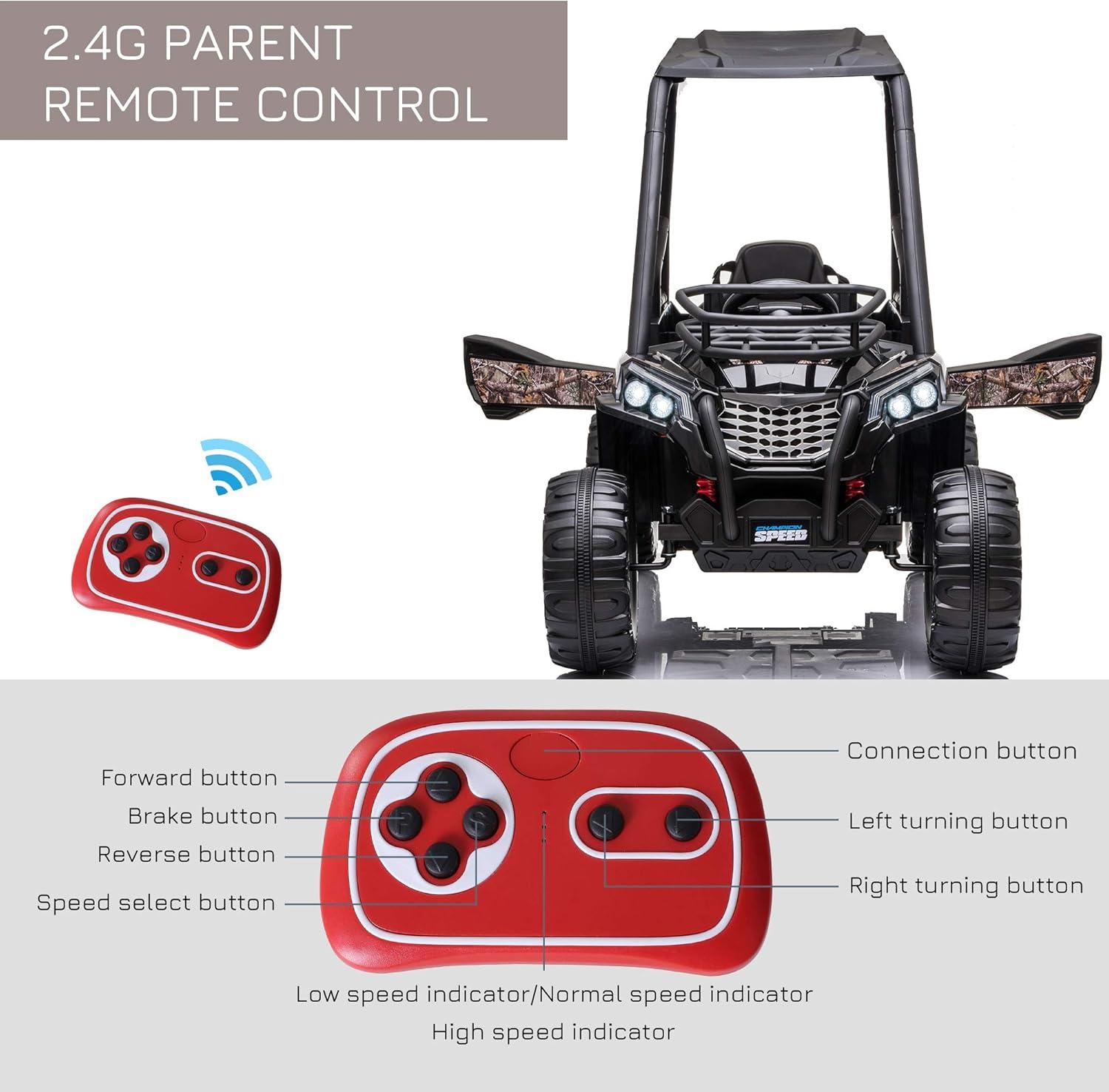 Aosom 12V Kids UTV, Battery Powered Electric Ride on Car with Music, Lights, MP3/USB, Suspension System & Remote Control, Camo