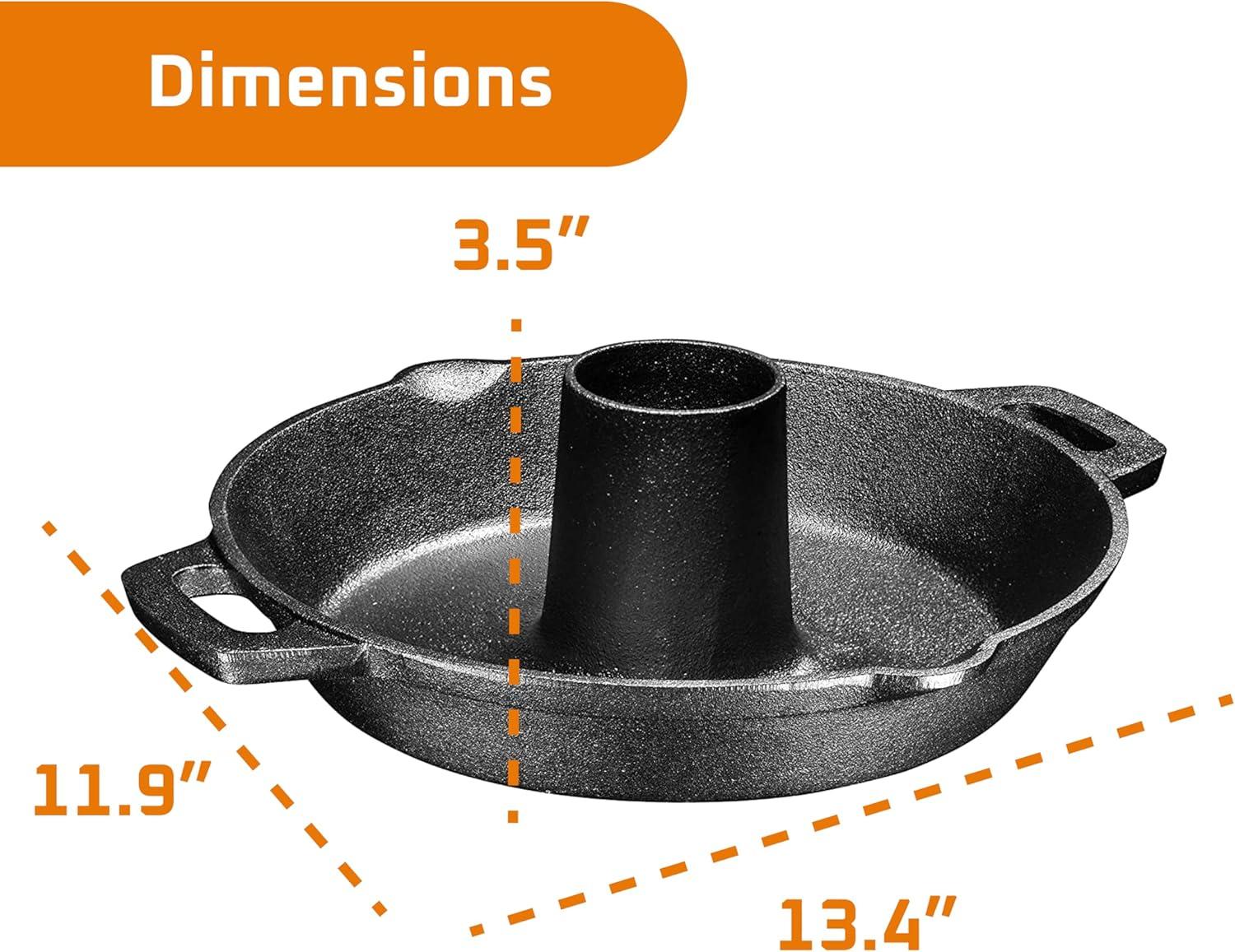 Bruntmor Pre-Seasoned Cast Iron Chicken Roaster Turkey Roasting Pan Use in Oven, Stove