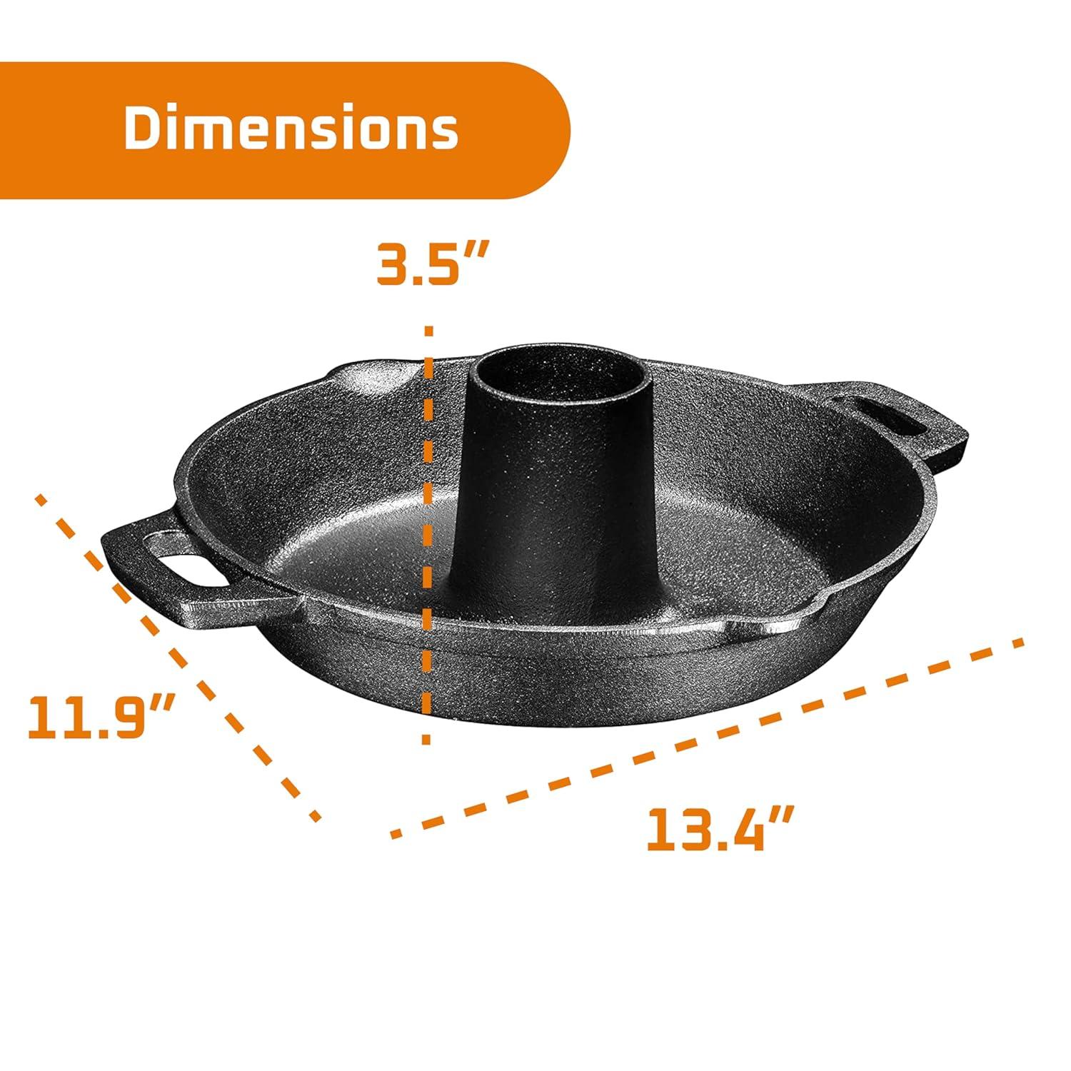 Bruntmor Pre-Seasoned Cast Iron Chicken Roaster Turkey Roasting Pan Use in Oven, Stove