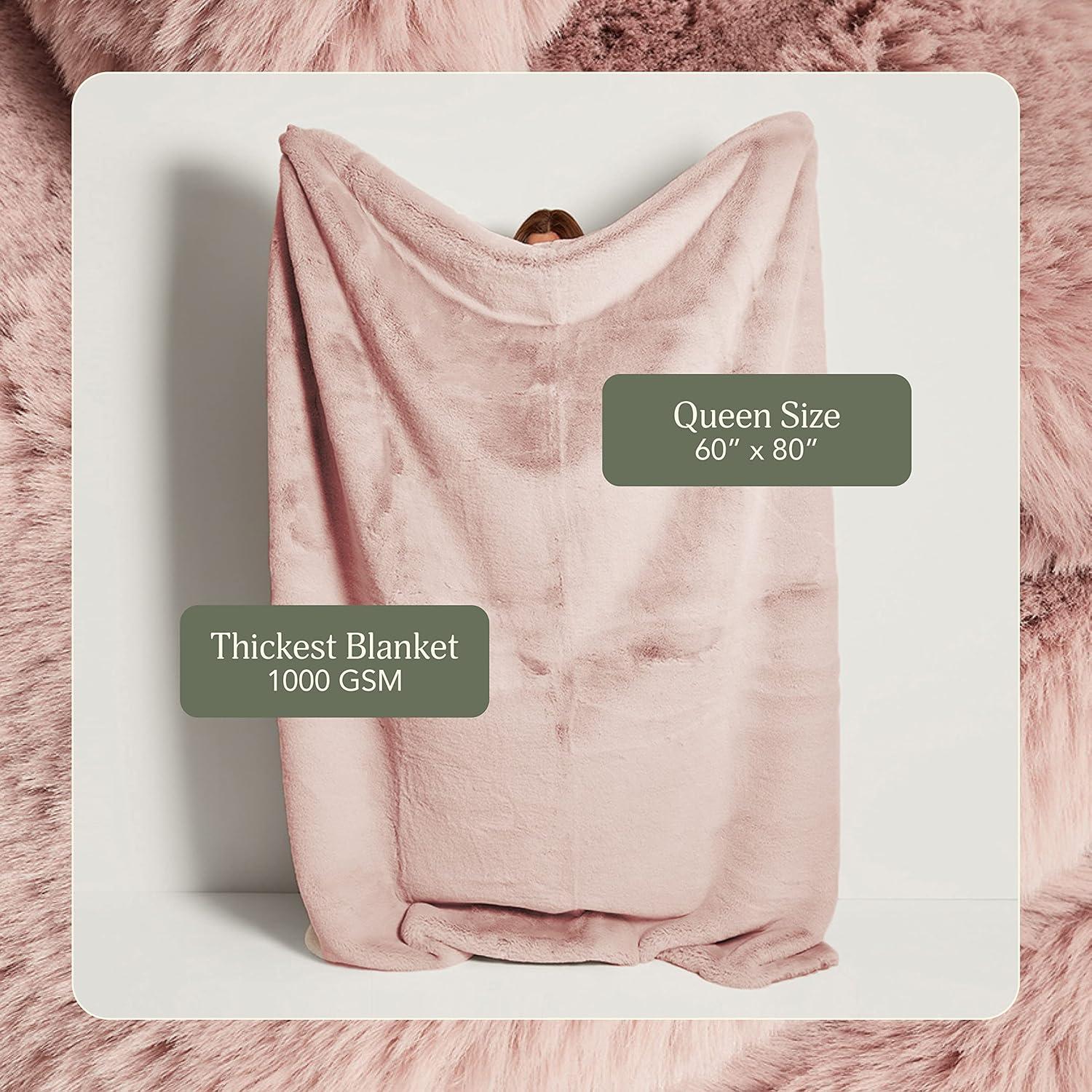 Medium Rosy Faux Fur Reversible Baby Throw Blanket