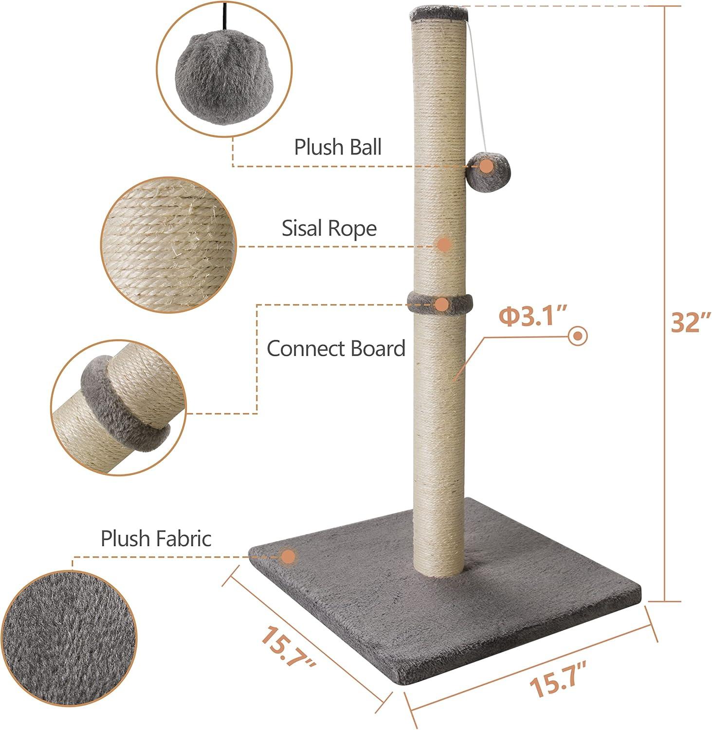 Tucker Murphy Pet™ 29" Tall Cat Scratching Post, Scratch Posts With Sisal Rope And Hanging Interactive Toy Ball For Indoor Cats And Kittens