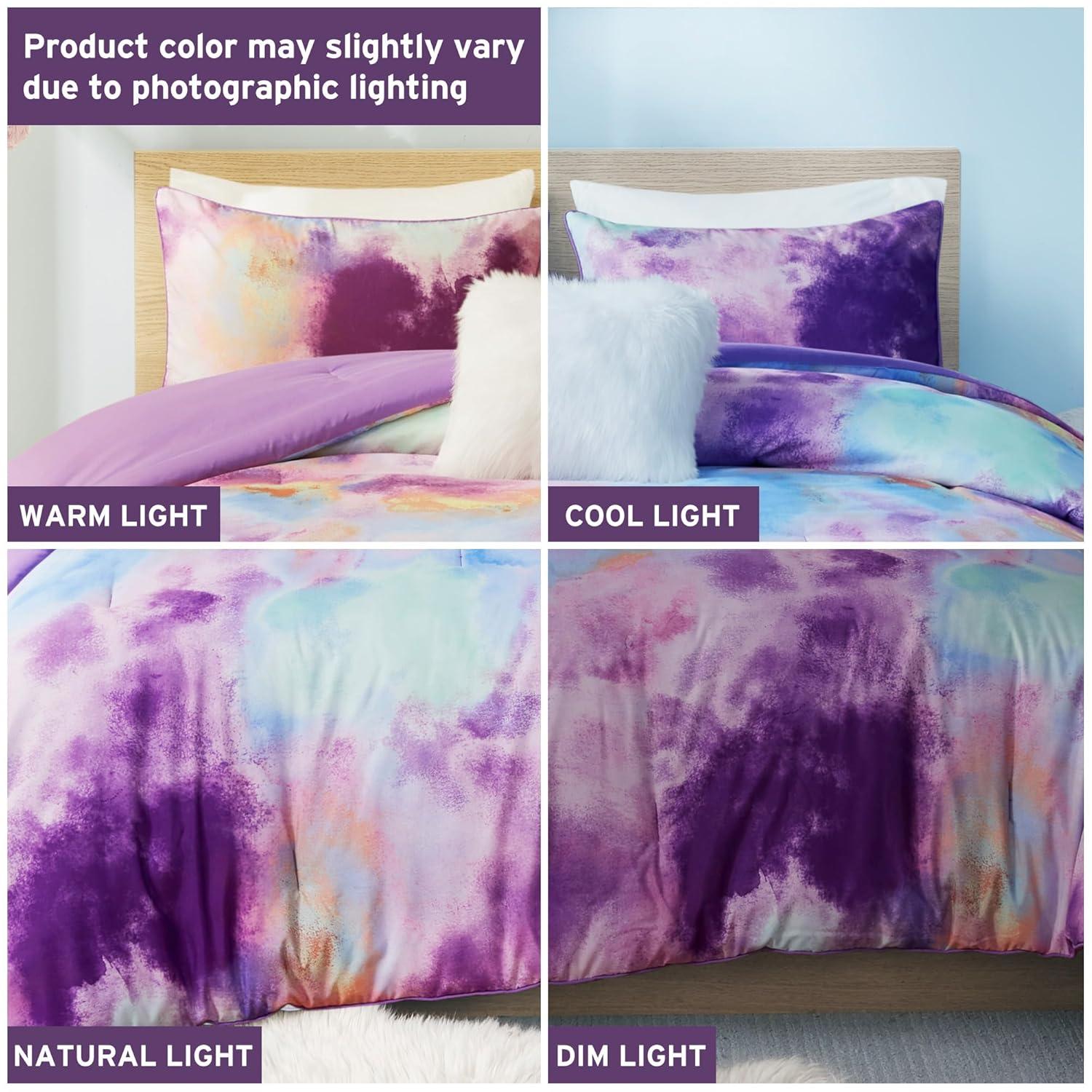 Cassiopeia Watercolor Tie Dye Printed Comforter Set with Throw Pillow