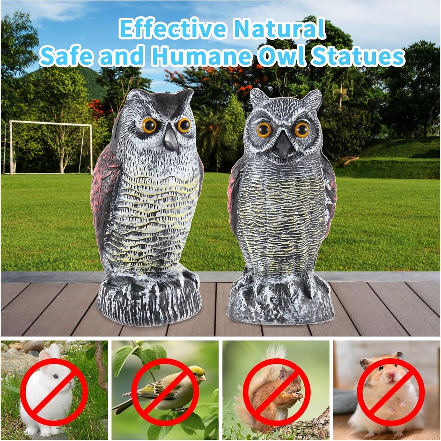 2Pack Fake Owl Decoy to Keep Birds Away Garden Decoration Bird Scare Devices for Garden Outdoor Yard